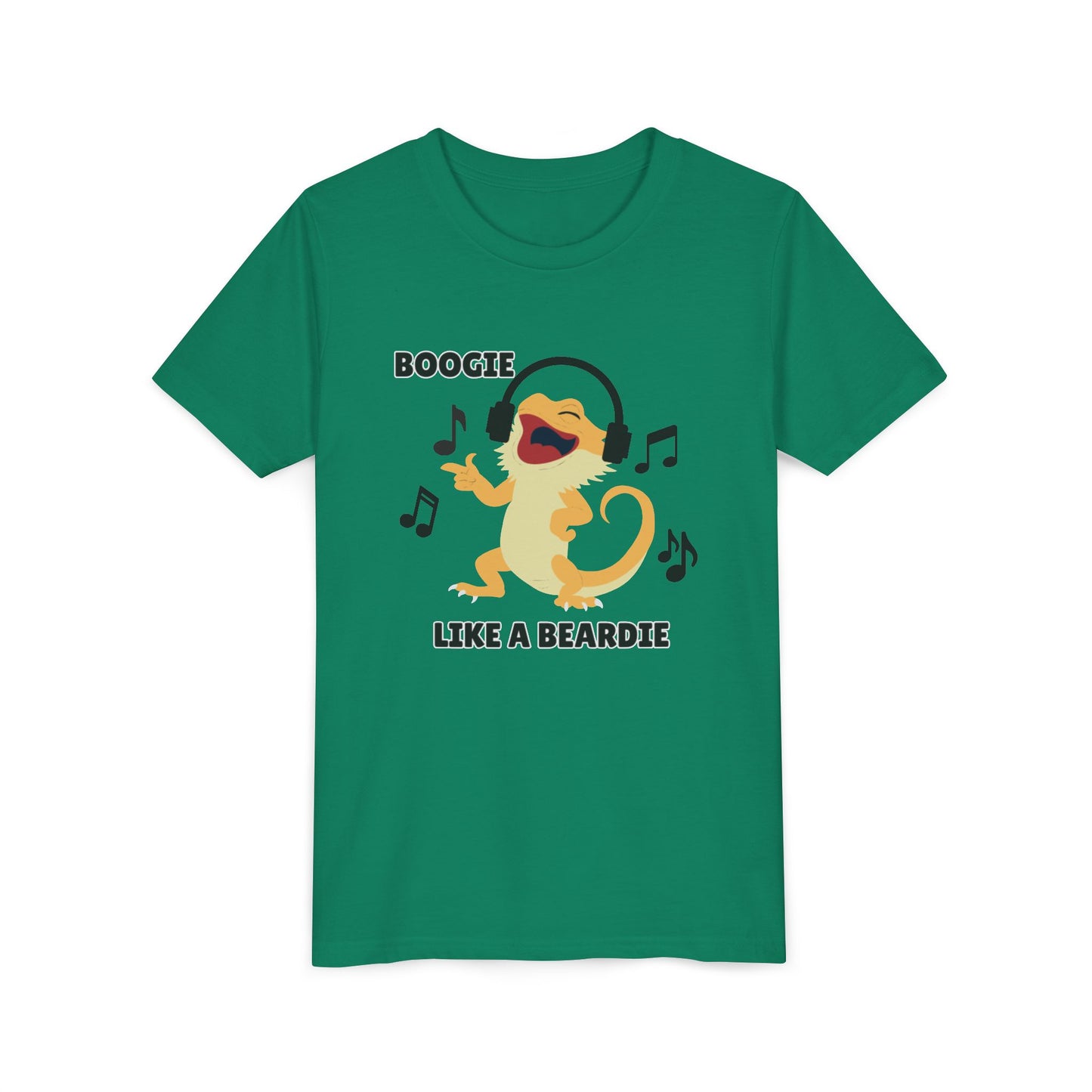 Boogie like a Beardie Bearded Dragon Youth Short Sleeve Tee with Fun Music Design, Kids Music Shirt, Casual Summer Top