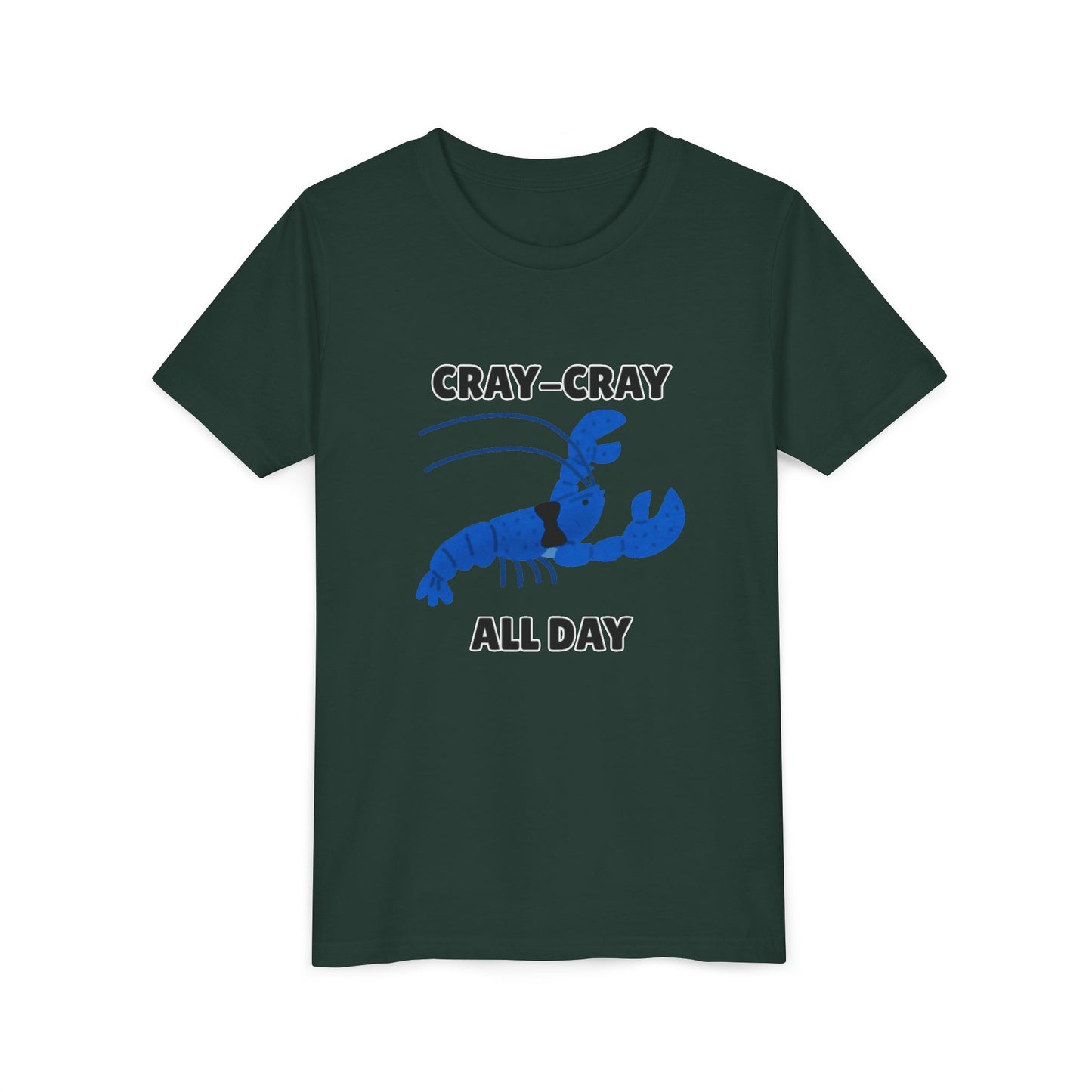 Crayfish Cray-Cray All Day Electric Mini Lobster Youth Tee, Fun Kids Shirt, Summer Outfit