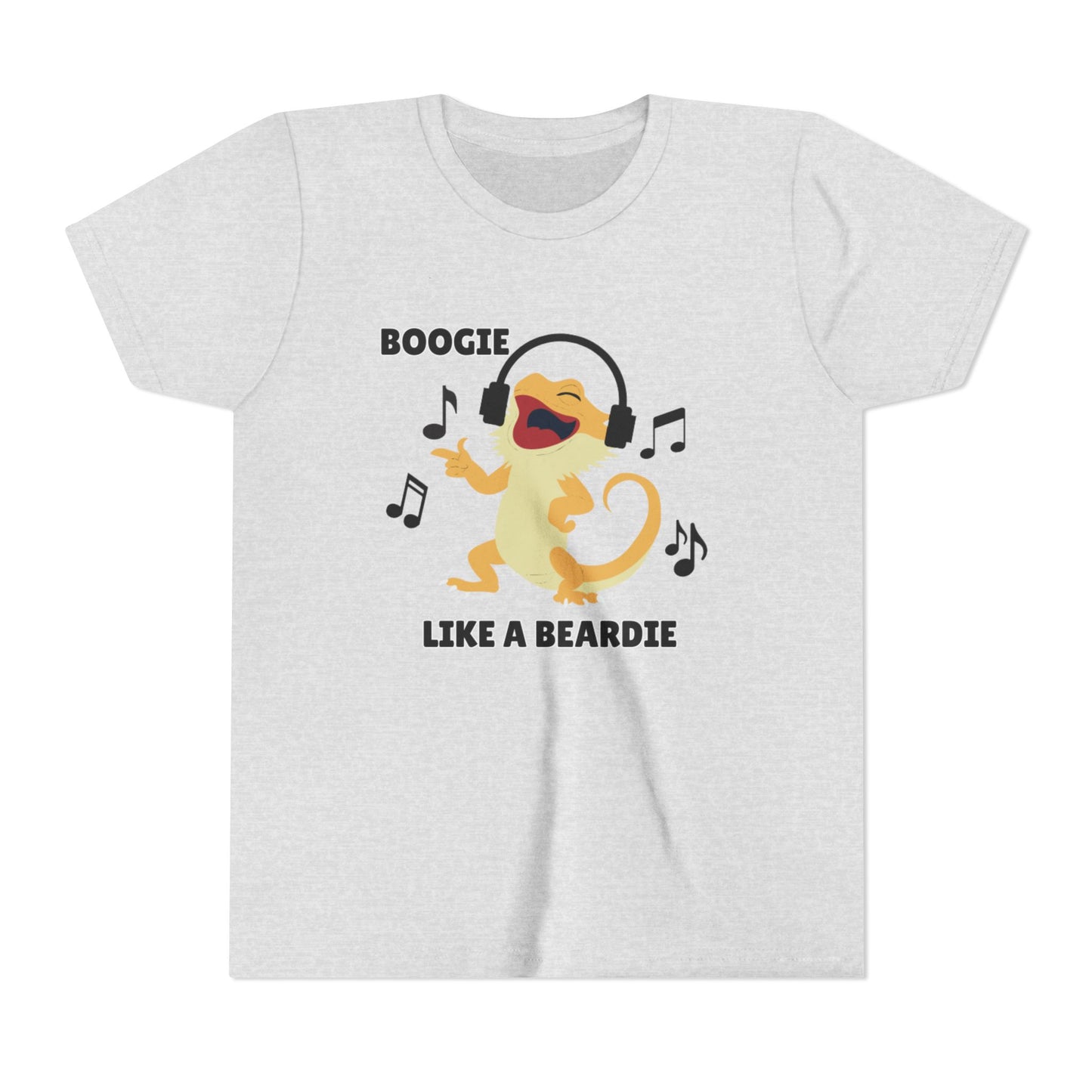 Boogie like a Beardie Bearded Dragon Youth Short Sleeve Tee with Fun Music Design, Kids Music Shirt, Casual Summer Top