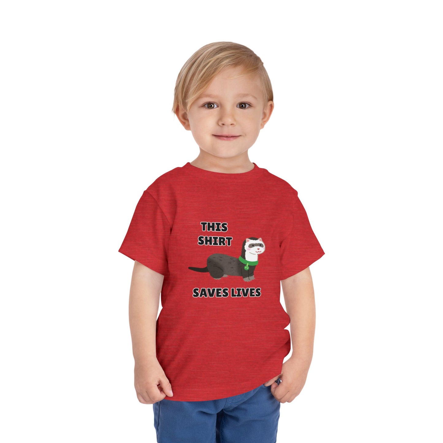 Toddler Sizes: This shirt Saves Lives Tee with Fun Ferret Design - Cute Short Sleeve Shirt, Animal Rescue, Animal Adoption, Kids Apparel, Gift for Animal Lovers, Playtime Wear