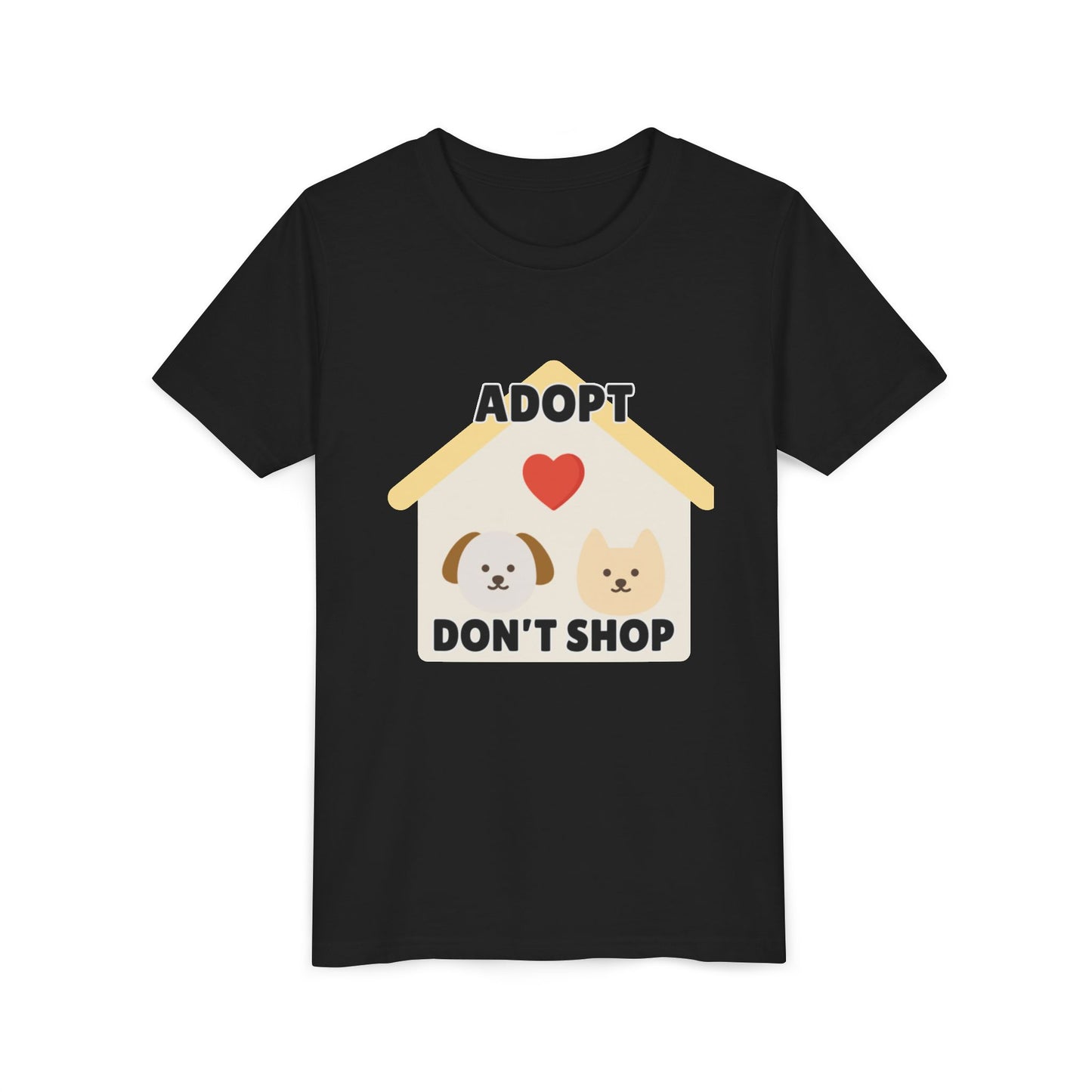 Adopt Don't Shop Youth Tee, Kid's Animal Love Shirt, Animal Rescue T-Shirt, Pet Adoption Awareness Tee, Gift for Dog and Cat Lovers