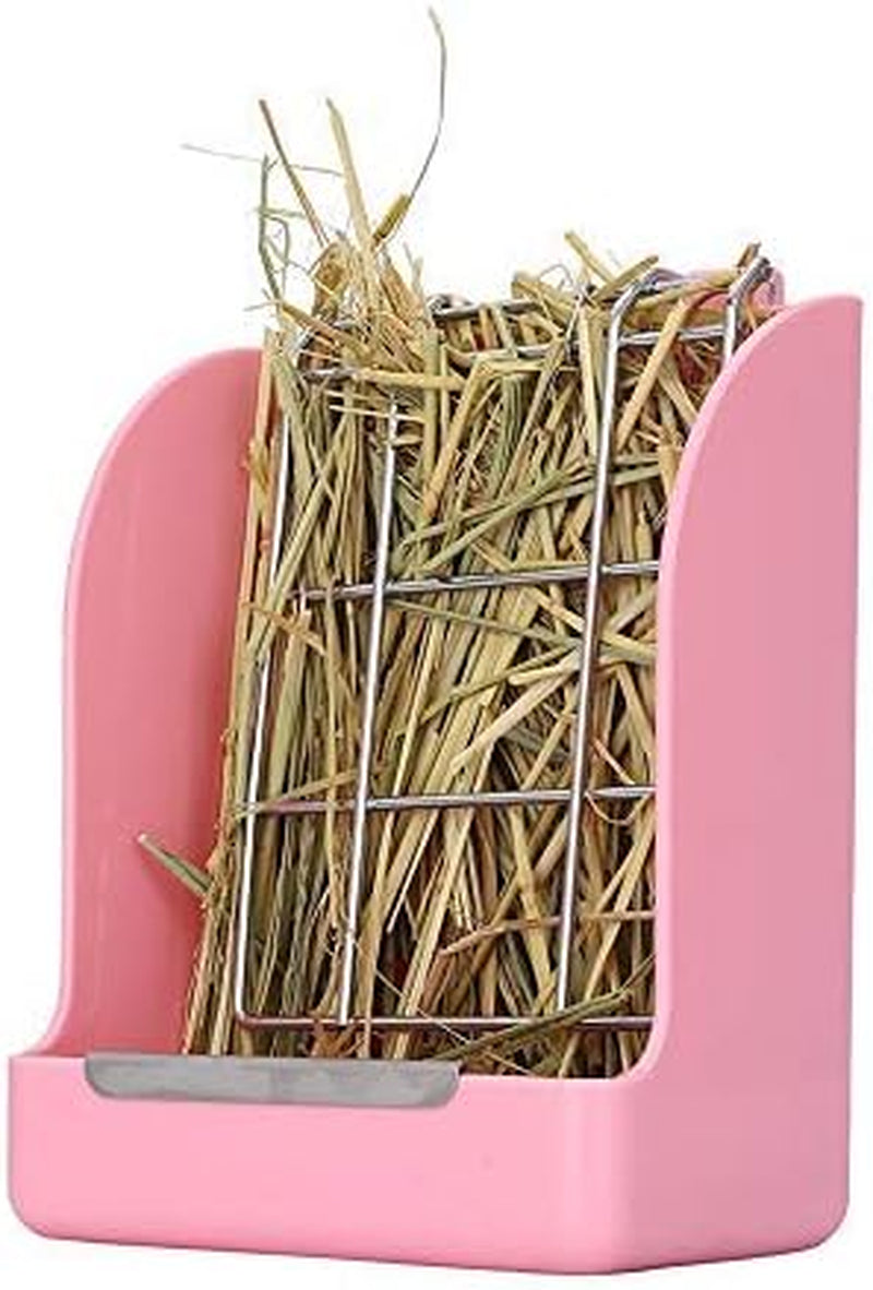 Rabbit Feeder Bunny Guinea Pig Hay Feeder Bag, Bunny Hay Feeder for Rabbits, Hay Feeder Hay Rack, Hay Feeder Less Wasted Hay Rack Manger for Rabbit Guinea Pig Chinchilla - Pink