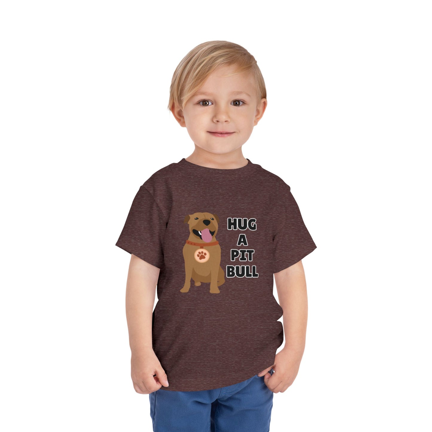 Toddler Sizes: Hug a Pitbull, Animal Rescue, Animal Adoption, Pit Bull Love Tee - Cute Short Sleeve Shirt for Kids, Animal Lovers Gift, Dog Lover Apparel, Playful Toddler Outfit, Funny Pet Tee