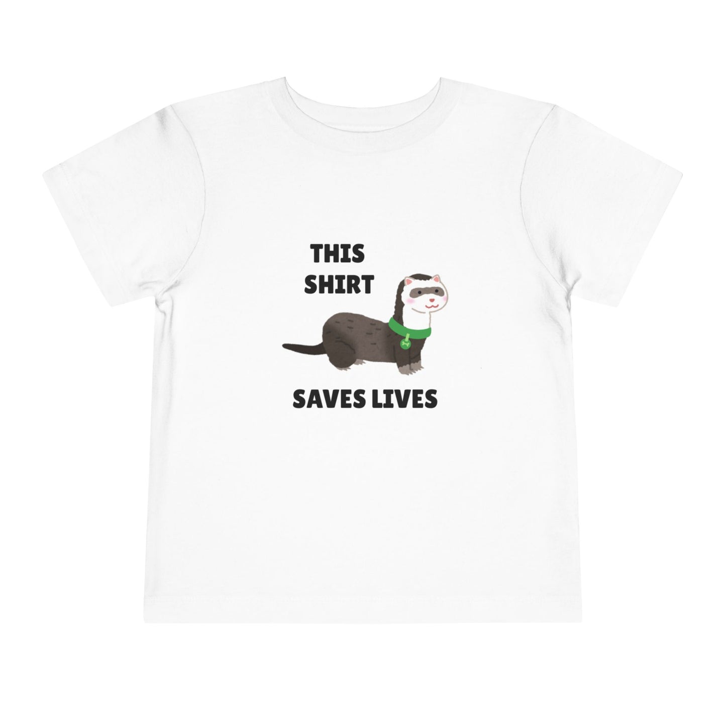Toddler Sizes: This shirt Saves Lives Tee with Fun Ferret Design - Cute Short Sleeve Shirt, Animal Rescue, Animal Adoption, Kids Apparel, Gift for Animal Lovers, Playtime Wear