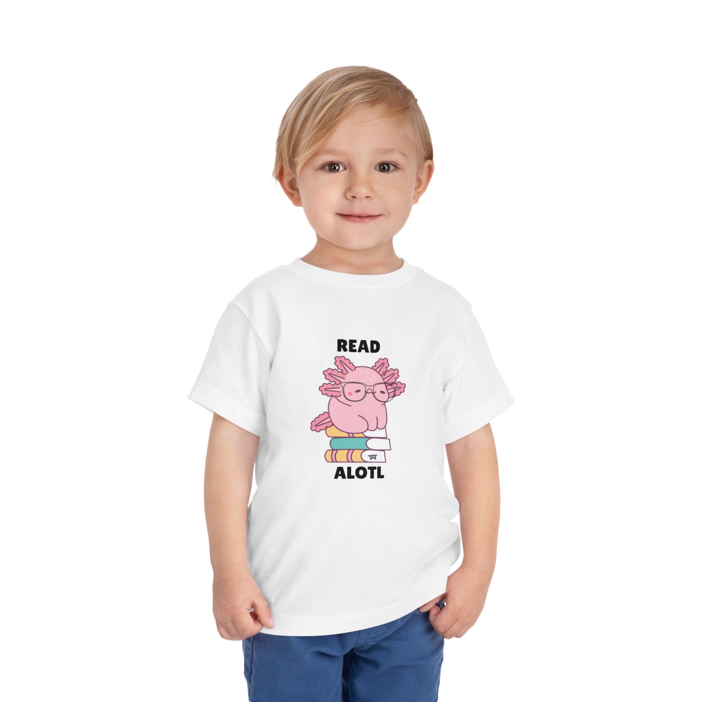Toddler Sizes: Read Alotl Axolotl Cute Toddler Tee - "Read Alotl" Design, Kids' Short Sleeve T-Shirt, Gift for Book Lovers, Fun Reading Apparel, Toddler Gift Idea