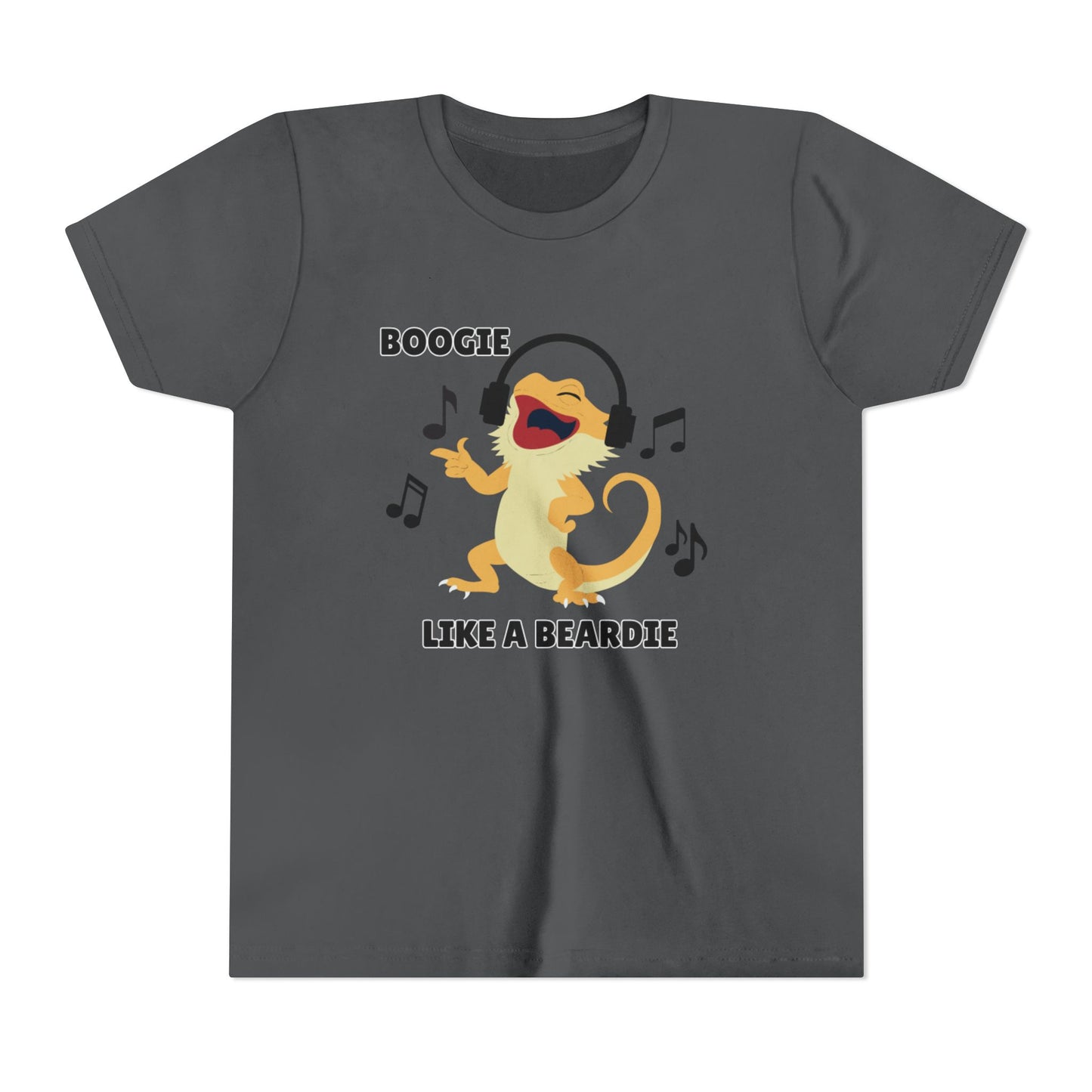 Boogie like a Beardie Bearded Dragon Youth Short Sleeve Tee with Fun Music Design, Kids Music Shirt, Casual Summer Top