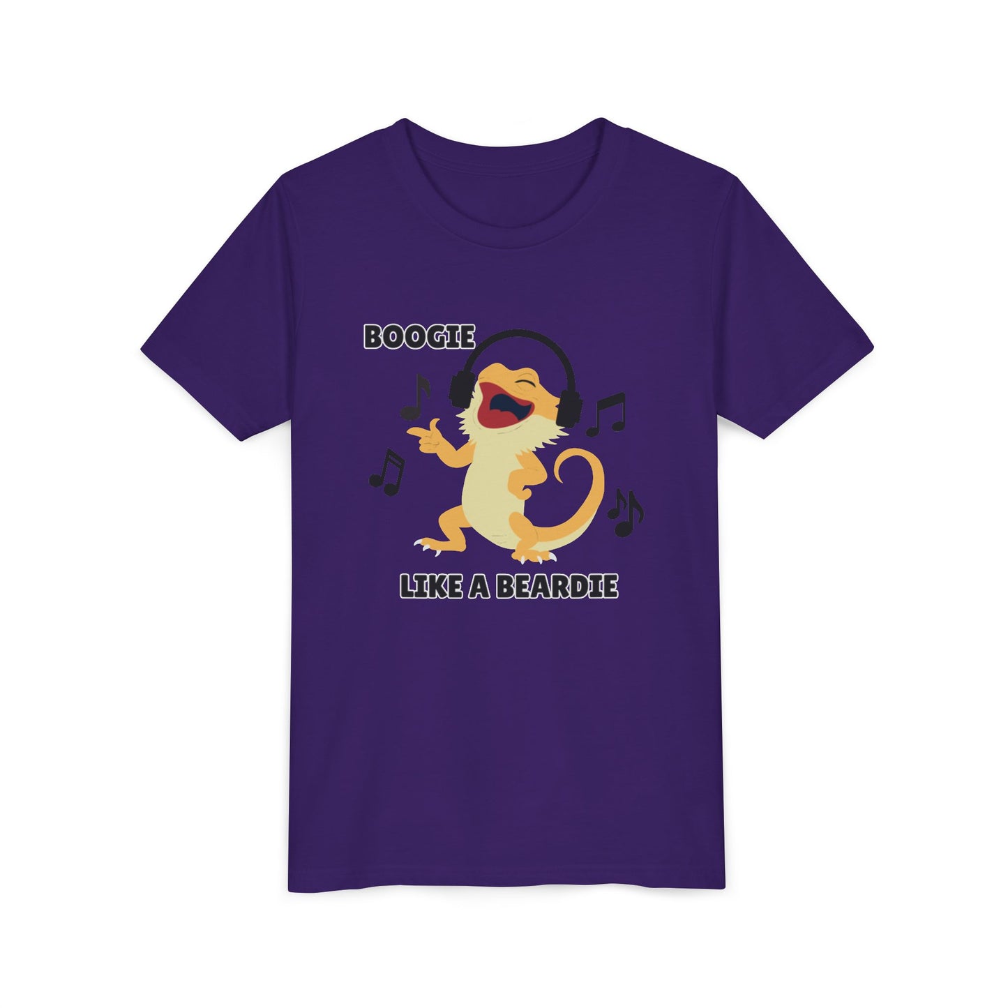 Boogie like a Beardie Bearded Dragon Youth Short Sleeve Tee with Fun Music Design, Kids Music Shirt, Casual Summer Top