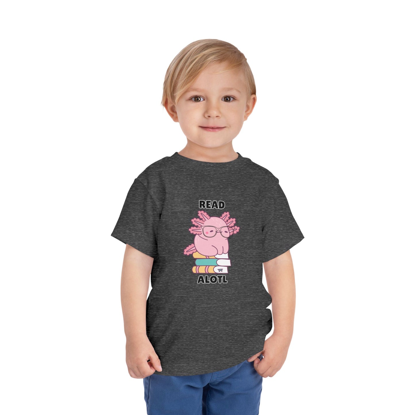 Toddler Sizes: Read Alotl Axolotl Cute Toddler Tee - "Read Alotl" Design, Kids' Short Sleeve T-Shirt, Gift for Book Lovers, Fun Reading Apparel, Toddler Gift Idea