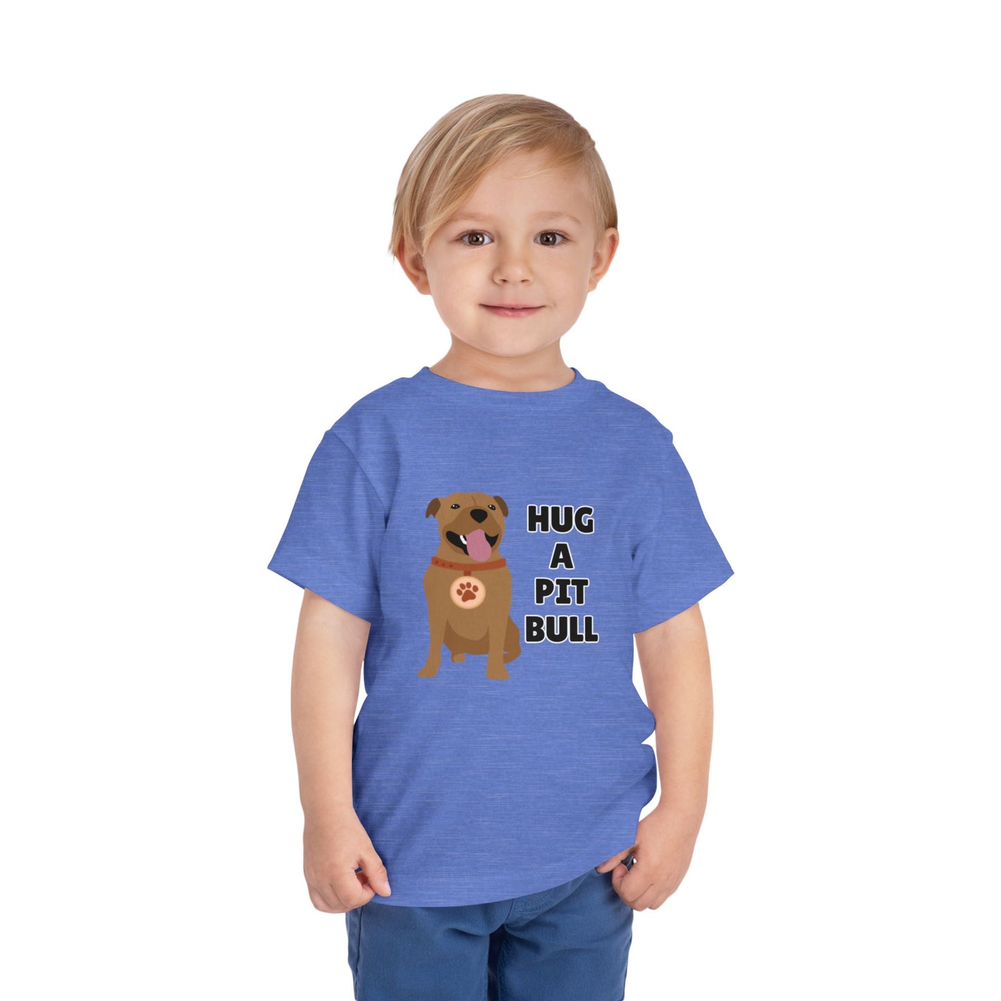Toddler Sizes: Hug a Pitbull, Animal Rescue, Animal Adoption, Pit Bull Love Tee - Cute Short Sleeve Shirt for Kids, Animal Lovers Gift, Dog Lover Apparel, Playful Toddler Outfit, Funny Pet Tee