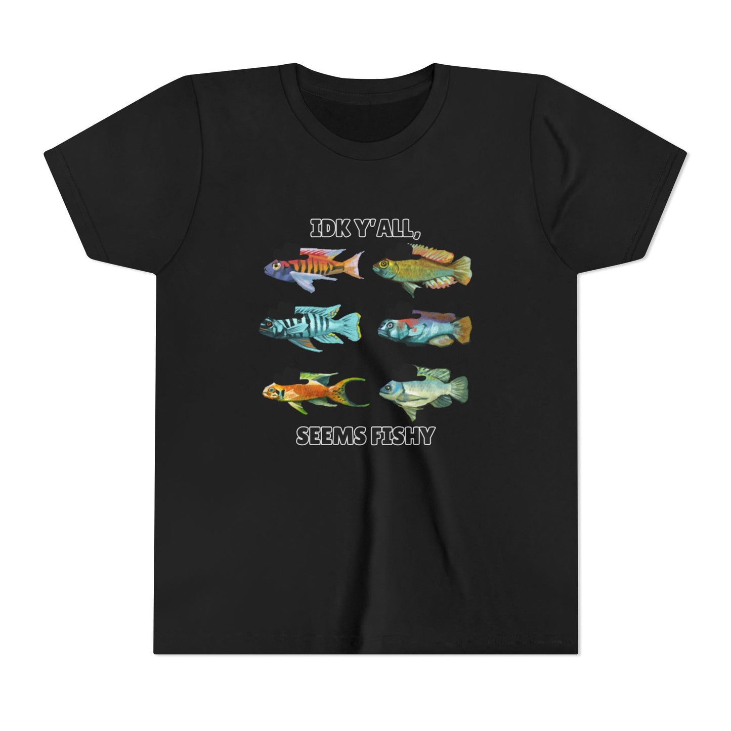 Youth Short Sleeve Tee - 'IDK Y'all, Seems Fishy' Funny Fishing Tee, Gift for Kids, Summer Outfit, Fishing