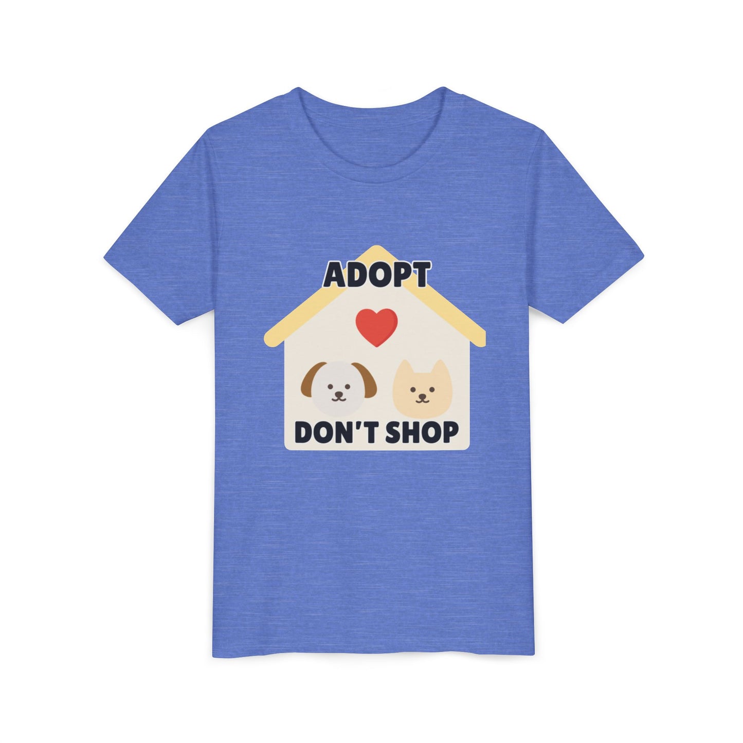 Adopt Don't Shop Youth Tee, Kid's Animal Love Shirt, Animal Rescue T-Shirt, Pet Adoption Awareness Tee, Gift for Dog and Cat Lovers
