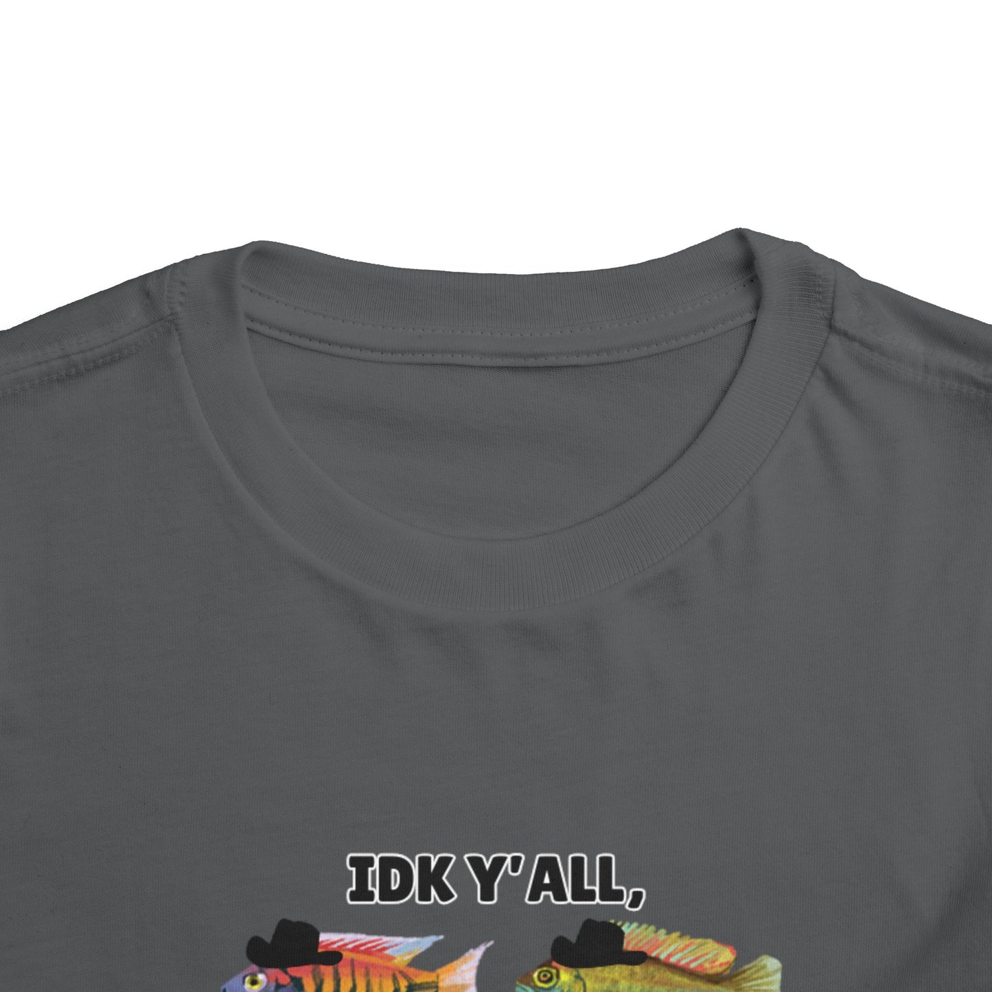 Toddler Sizes: IDK Y'all, Seems Fishy, Fish & Fishing Cowboy Hat Shirt, Short Sleeve Tee - 'IDK Y'all, Seems Fishy' Fun T-Shirt, Cute Kids Apparel, Summer Essentials