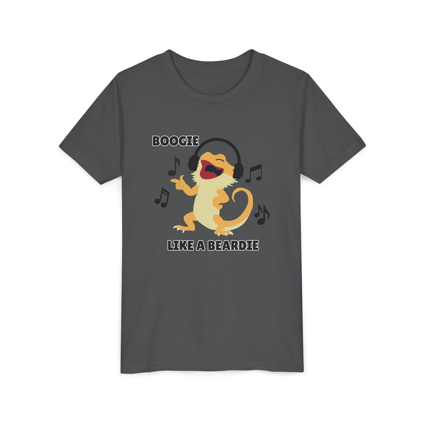 Boogie like a Beardie Bearded Dragon Youth Short Sleeve Tee with Fun Music Design, Kids Music Shirt, Casual Summer Top