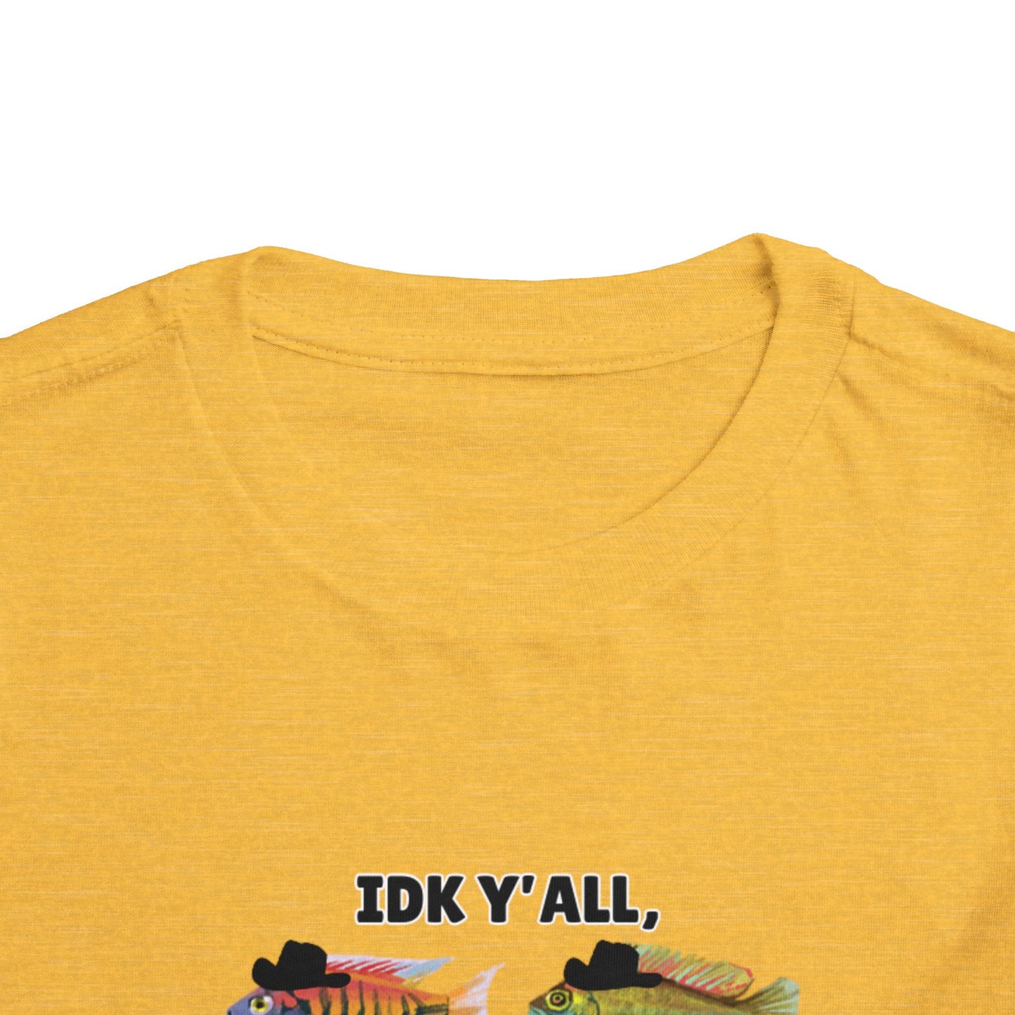 Toddler Sizes: IDK Y'all, Seems Fishy, Fish & Fishing Cowboy Hat Shirt, Short Sleeve Tee - 'IDK Y'all, Seems Fishy' Fun T-Shirt, Cute Kids Apparel, Summer Essentials