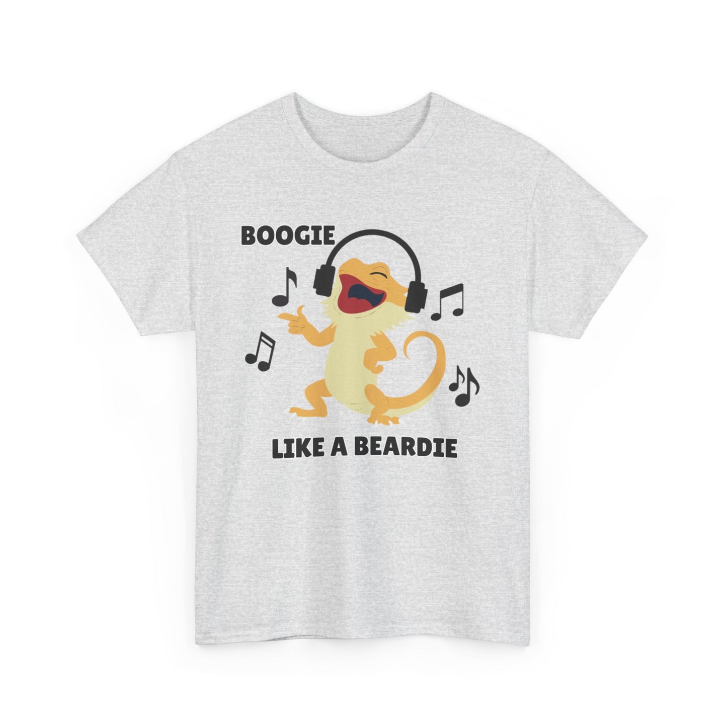Adult Sizes: Boogie like a Beardie Bearded Dragon Unisex Heavy Cotton Tee with Fun Design - "Boogie Like a Beardie" Graphic, Music Lover Gift, Cute Shirt for Reptile Lovers