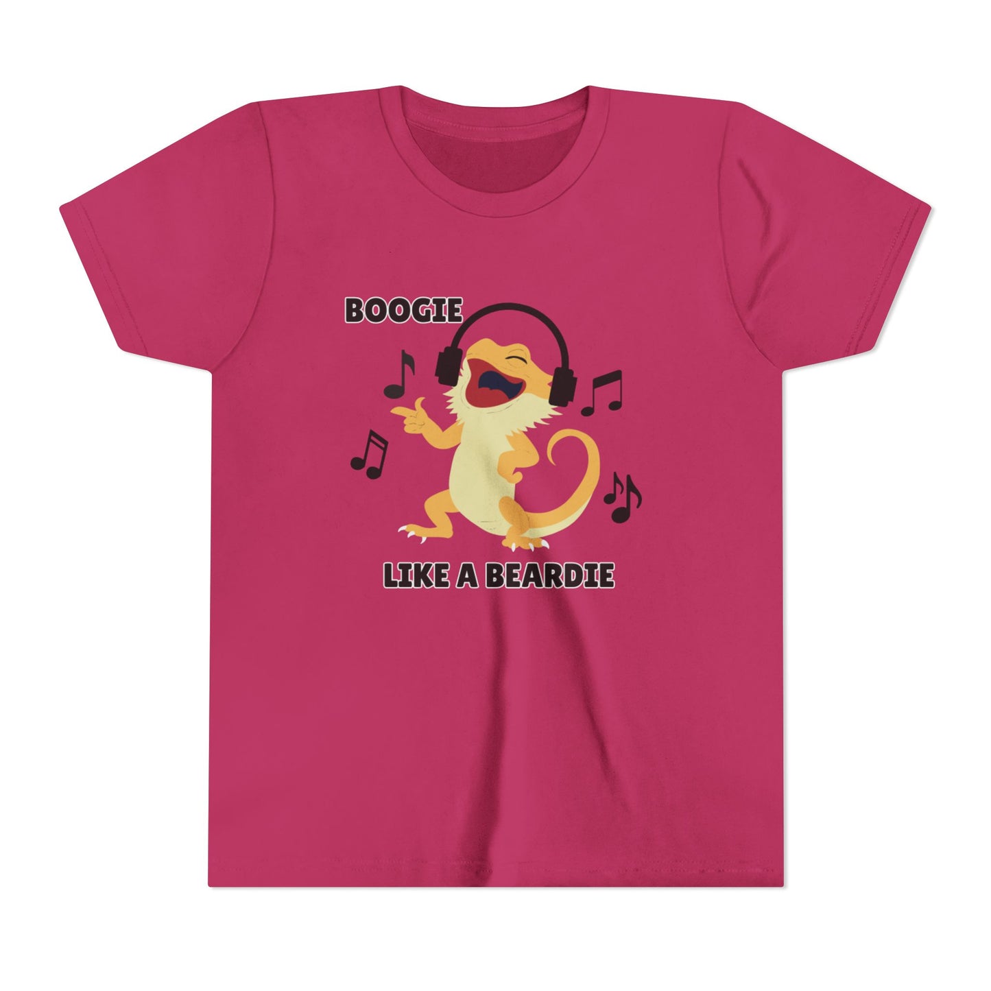 Boogie like a Beardie Bearded Dragon Youth Short Sleeve Tee with Fun Music Design, Kids Music Shirt, Casual Summer Top
