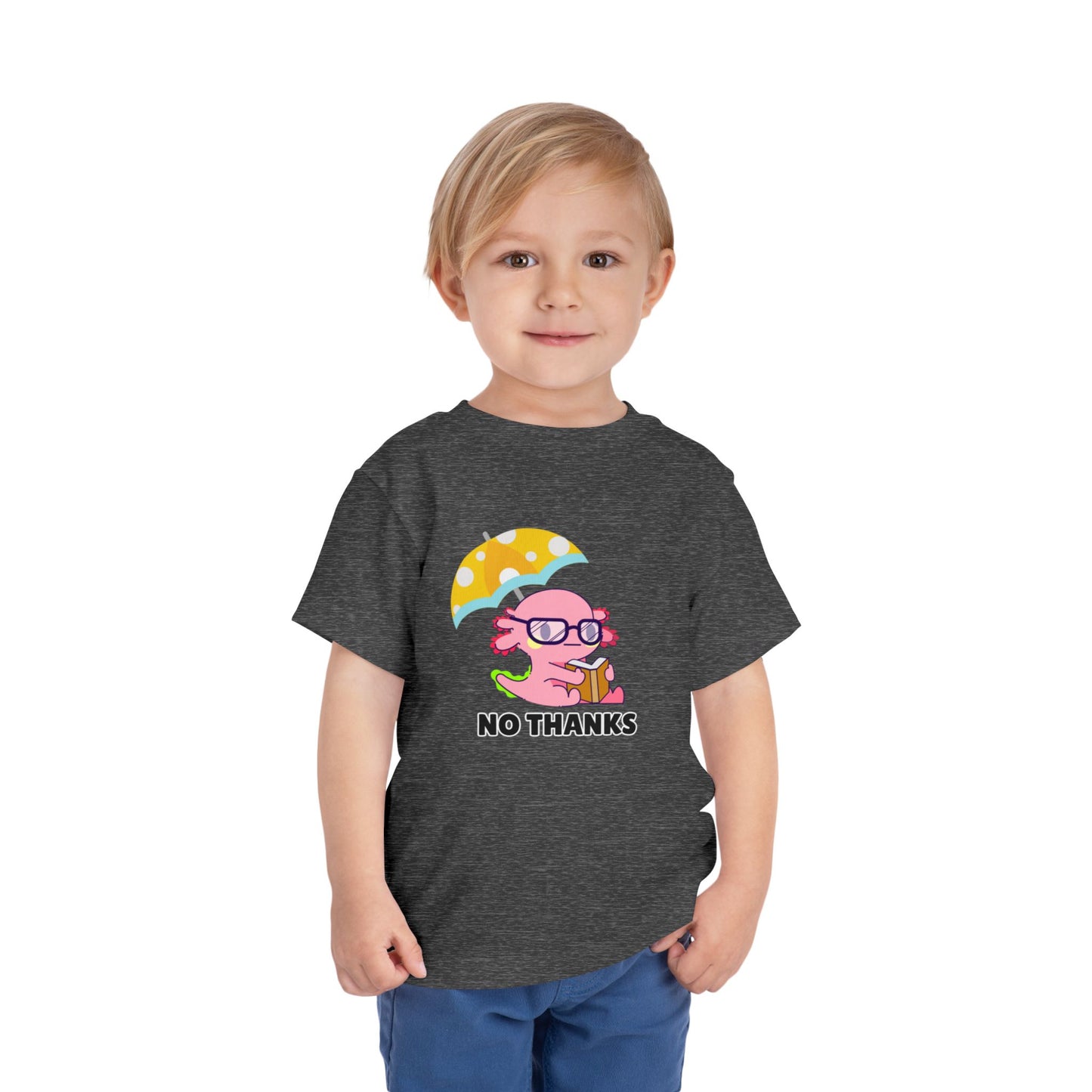 Toddler Sizes: Axolotl "No Thanks" Umbrella T-Shirt, Playful Toddler Tee - 'No Thanks' | Cute Kids Shirt, Funny Toddler Gift, Summer T-Shirt, Casual Wear, Kid's Clothing