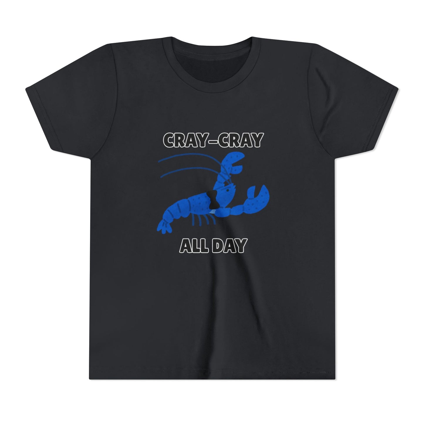 Crayfish Cray-Cray All Day Electric Mini Lobster Youth Tee, Fun Kids Shirt, Summer Outfit