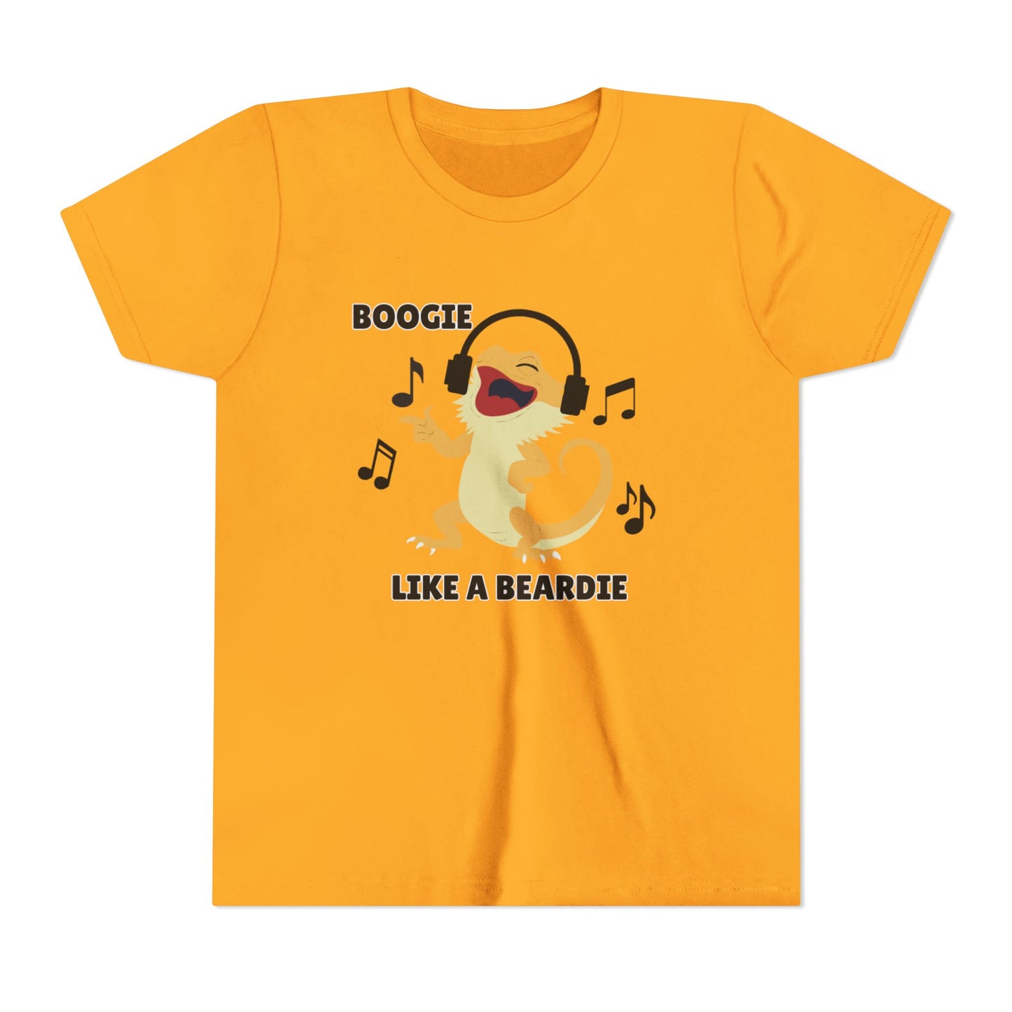 Boogie like a Beardie Bearded Dragon Youth Short Sleeve Tee with Fun Music Design, Kids Music Shirt, Casual Summer Top