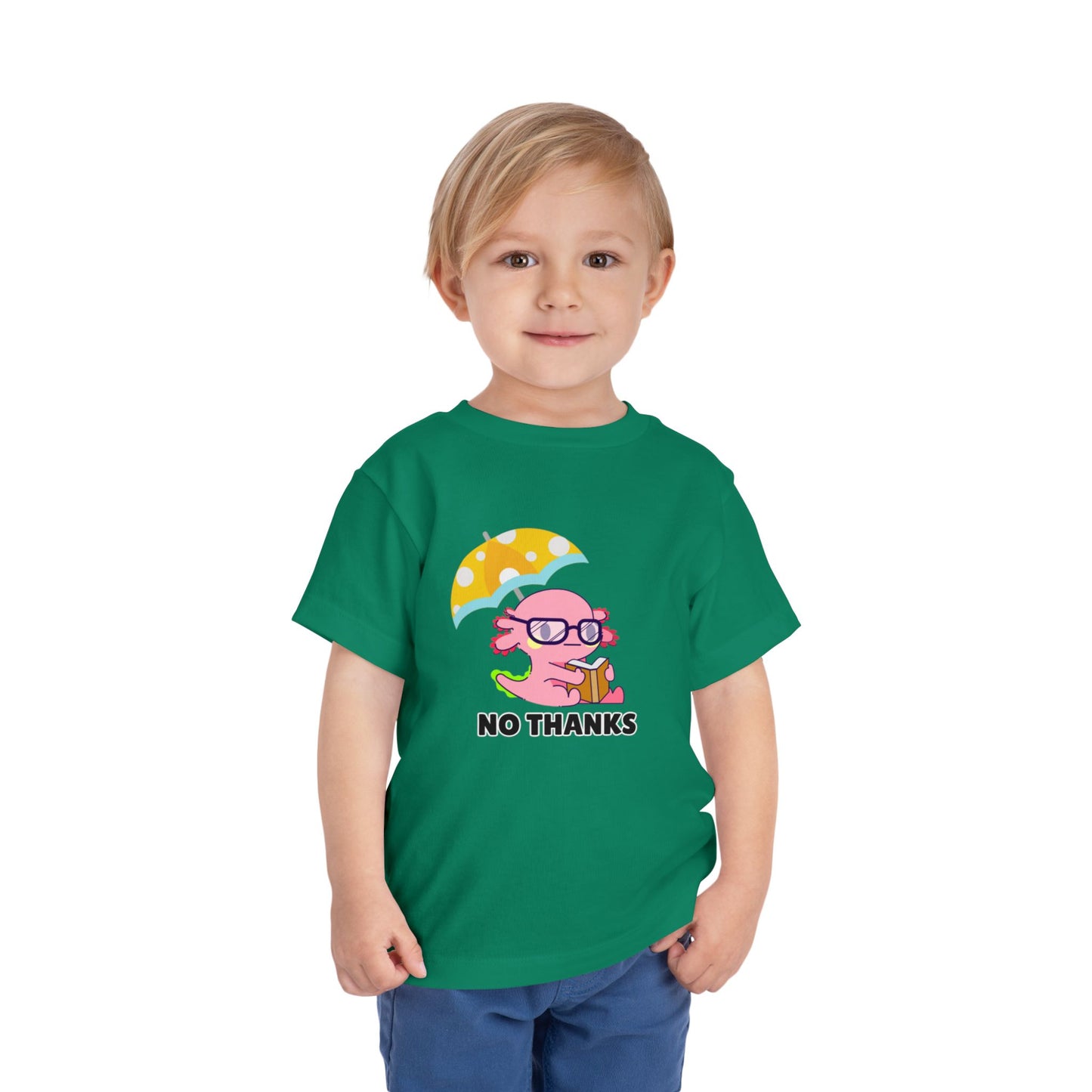 Toddler Sizes: Axolotl "No Thanks" Umbrella T-Shirt, Playful Toddler Tee - 'No Thanks' | Cute Kids Shirt, Funny Toddler Gift, Summer T-Shirt, Casual Wear, Kid's Clothing
