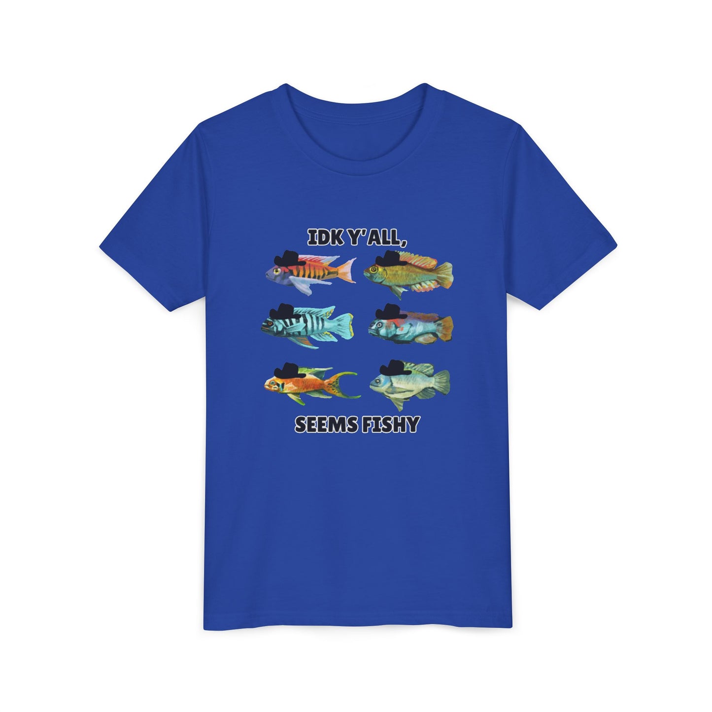 Youth Short Sleeve Tee - 'IDK Y'all, Seems Fishy' Funny Fishing Tee, Gift for Kids, Summer Outfit, Fishing
