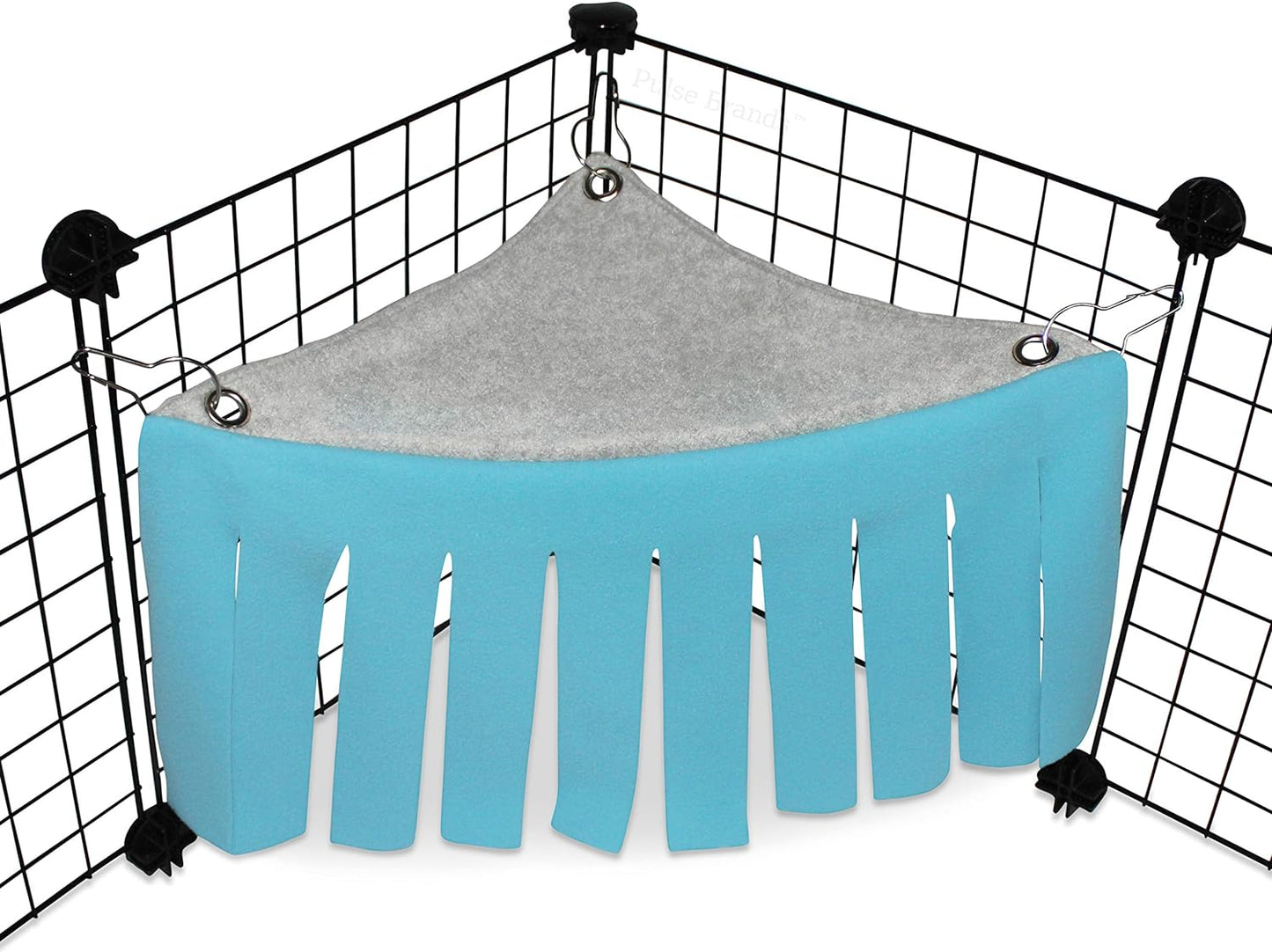 Corner Fleece Forest Hideout for Guinea Pigs, Ferrets, Chinchillas, Hedgehogs, Dwarf Rabbits and Other Small Pets - Accessories and Toys (Blue/Gray)