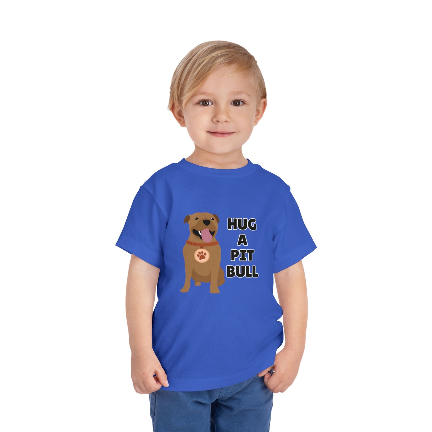 Toddler Sizes: Hug a Pitbull, Animal Rescue, Animal Adoption, Pit Bull Love Tee - Cute Short Sleeve Shirt for Kids, Animal Lovers Gift, Dog Lover Apparel, Playful Toddler Outfit, Funny Pet Tee