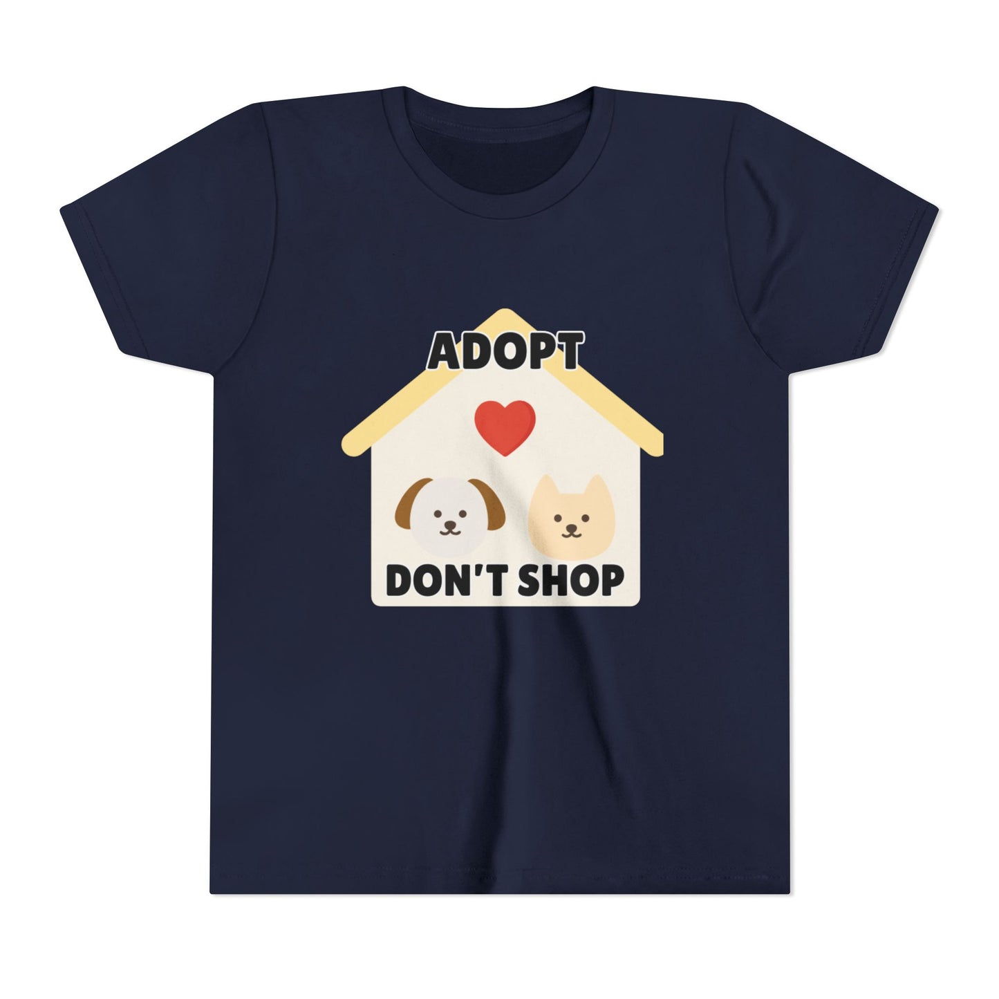 Adopt Don't Shop Youth Tee, Kid's Animal Love Shirt, Animal Rescue T-Shirt, Pet Adoption Awareness Tee, Gift for Dog and Cat Lovers