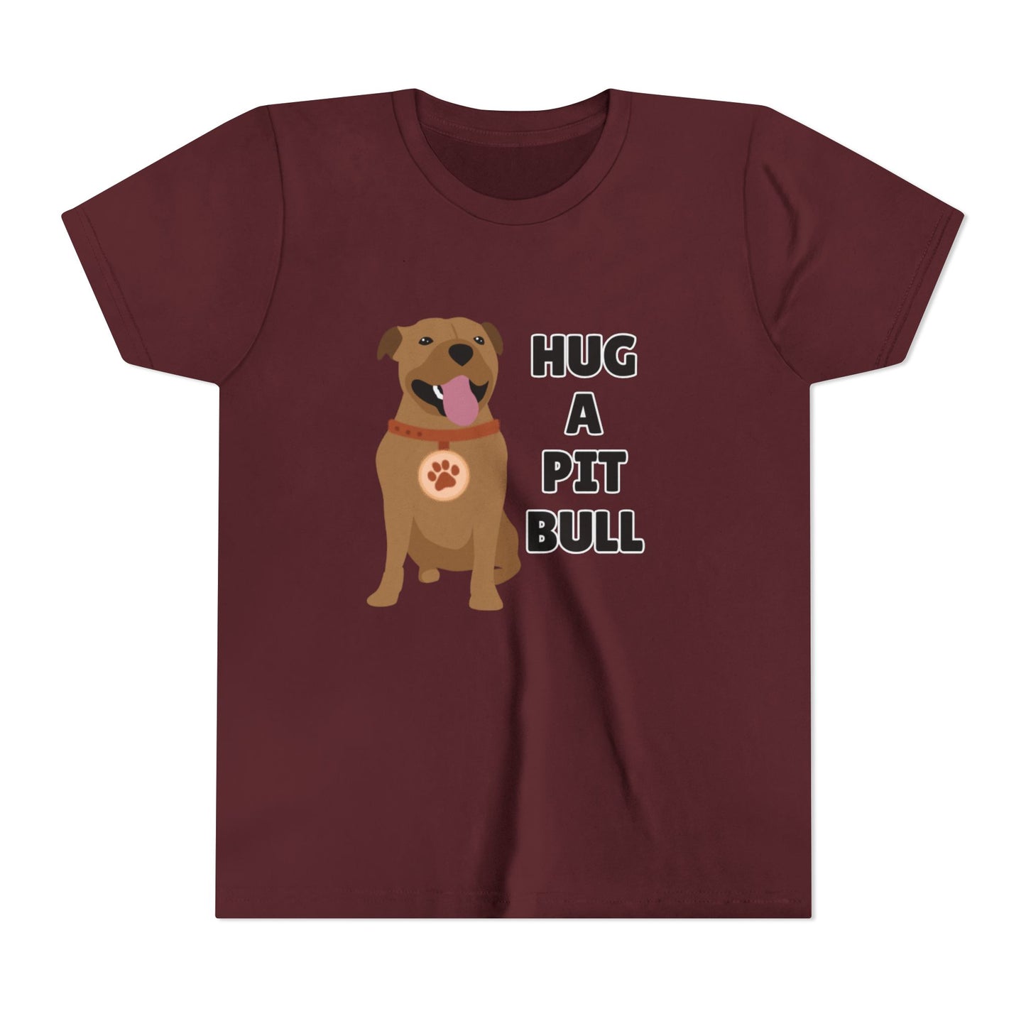 Hug a Pit Bull Youth Tee, Dog Lover Shirt, Kids Animal T-Shirt, Pet Adoption Awareness, Cute Gift, Animal Rescue Apparel