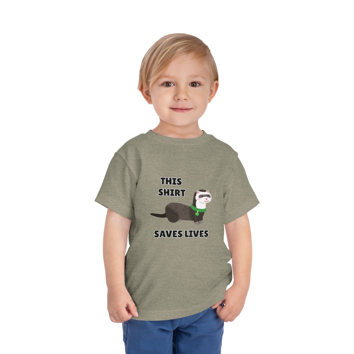 Toddler Sizes: This shirt Saves Lives Tee with Fun Ferret Design - Cute Short Sleeve Shirt, Animal Rescue, Animal Adoption, Kids Apparel, Gift for Animal Lovers, Playtime Wear