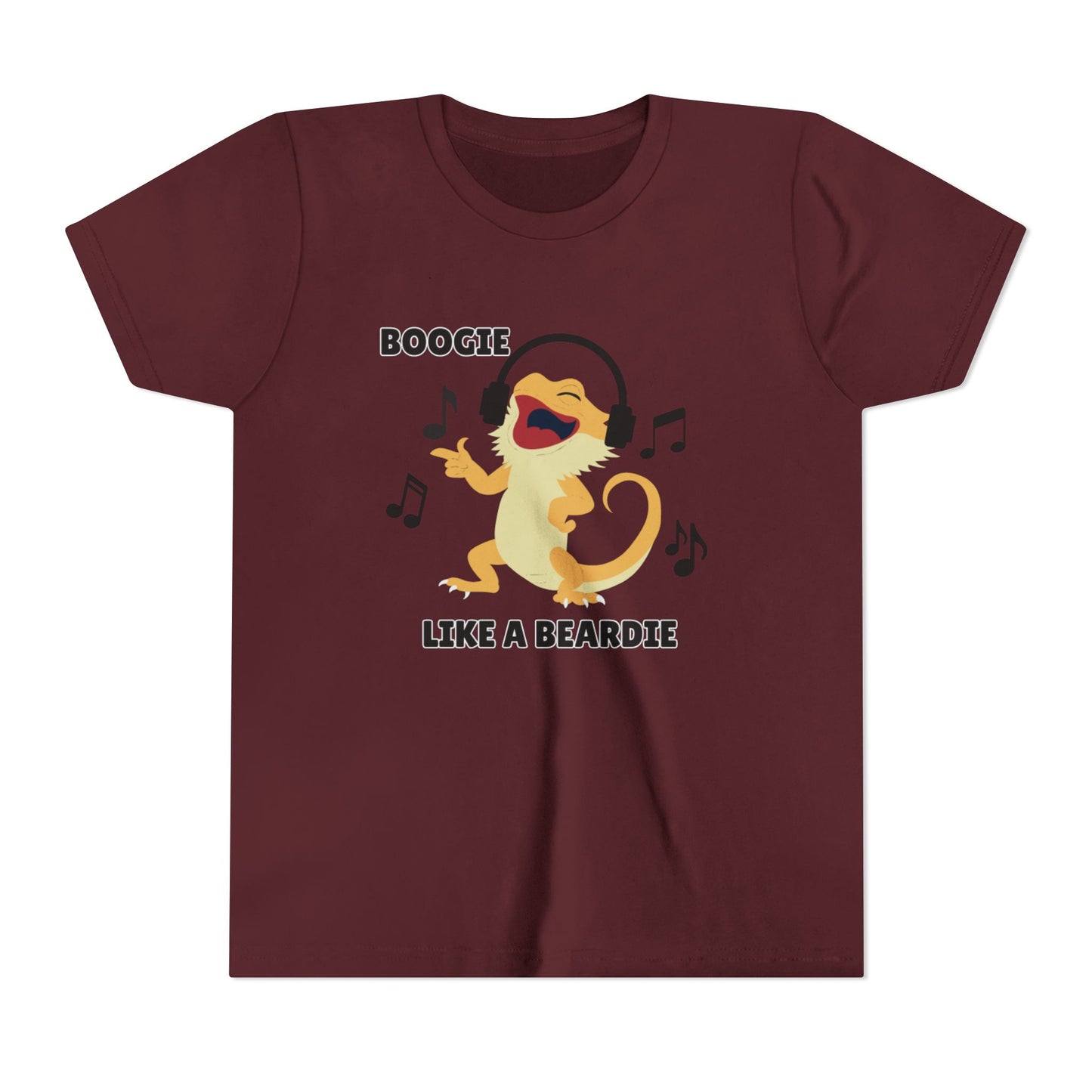 Boogie like a Beardie Bearded Dragon Youth Short Sleeve Tee with Fun Music Design, Kids Music Shirt, Casual Summer Top
