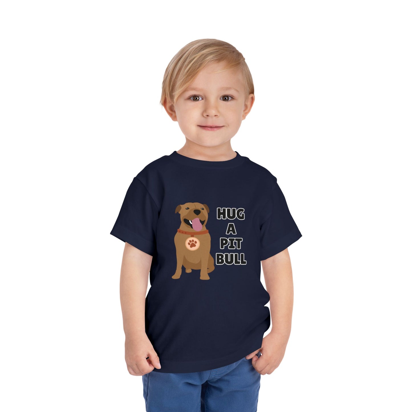 Toddler Sizes: Hug a Pitbull, Animal Rescue, Animal Adoption, Pit Bull Love Tee - Cute Short Sleeve Shirt for Kids, Animal Lovers Gift, Dog Lover Apparel, Playful Toddler Outfit, Funny Pet Tee
