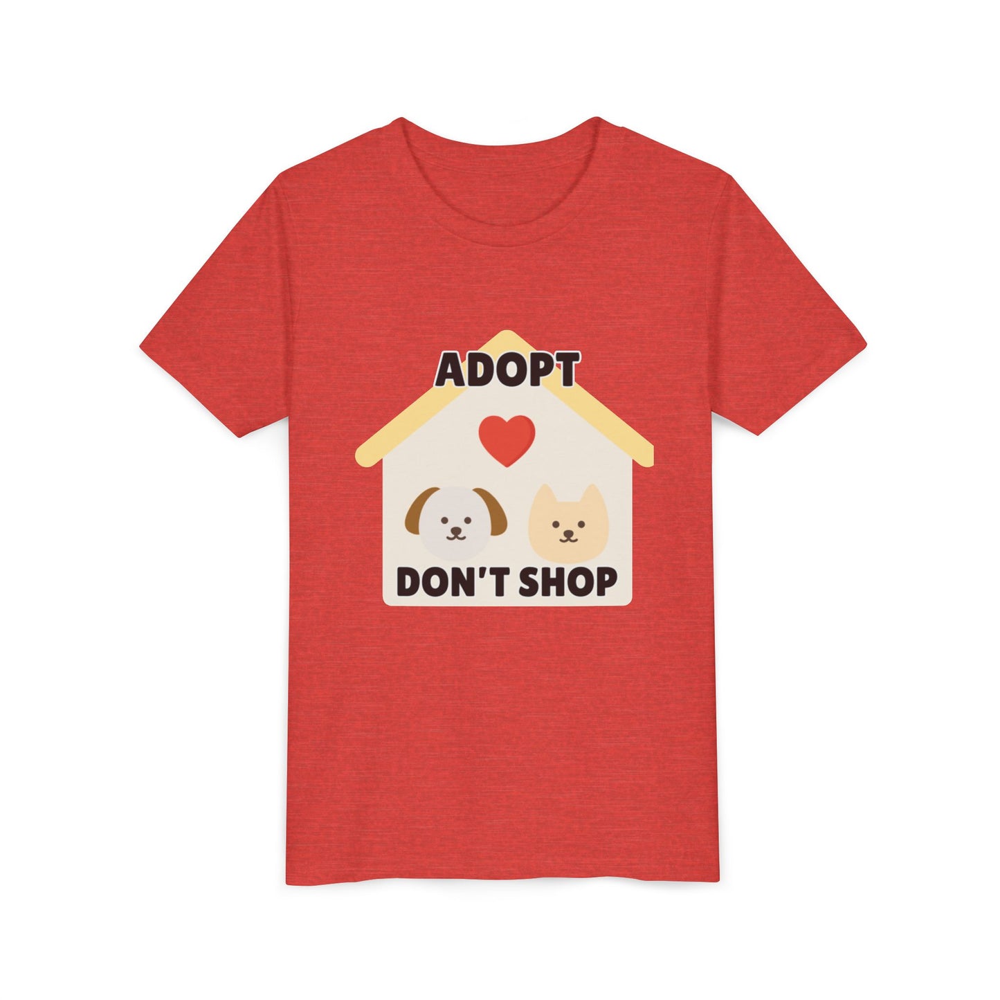 Adopt Don't Shop Youth Tee, Kid's Animal Love Shirt, Animal Rescue T-Shirt, Pet Adoption Awareness Tee, Gift for Dog and Cat Lovers