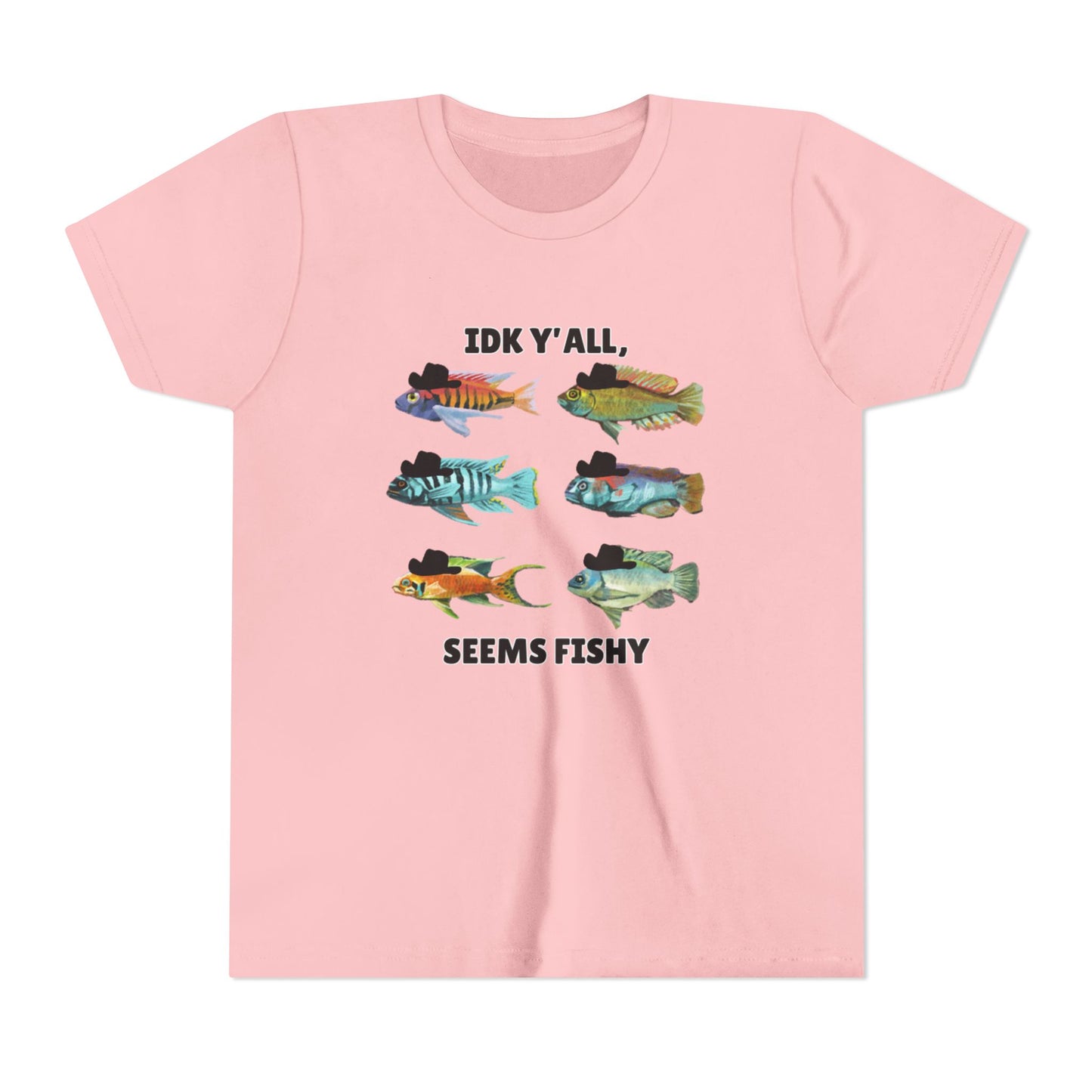 Youth Short Sleeve Tee - 'IDK Y'all, Seems Fishy' Funny Fishing Tee, Gift for Kids, Summer Outfit, Fishing