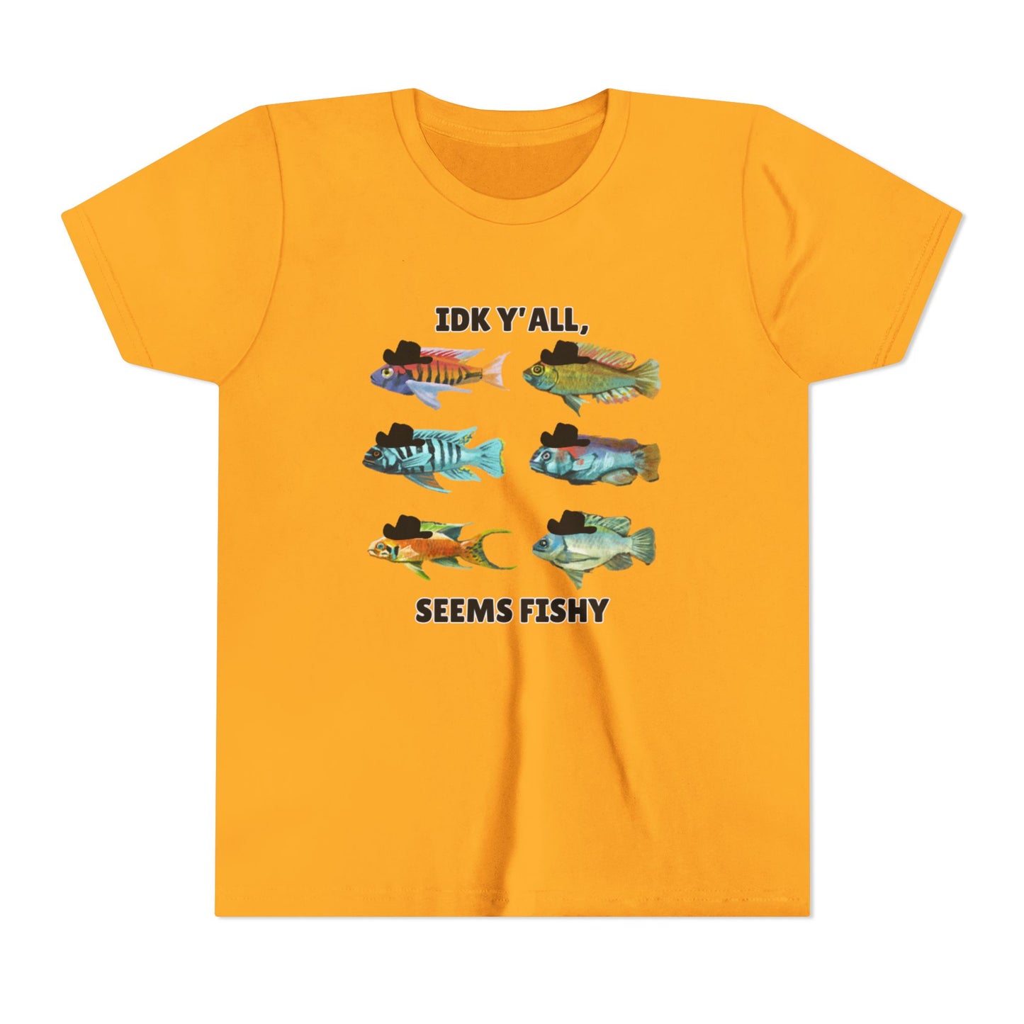 Youth Short Sleeve Tee - 'IDK Y'all, Seems Fishy' Funny Fishing Tee, Gift for Kids, Summer Outfit, Fishing