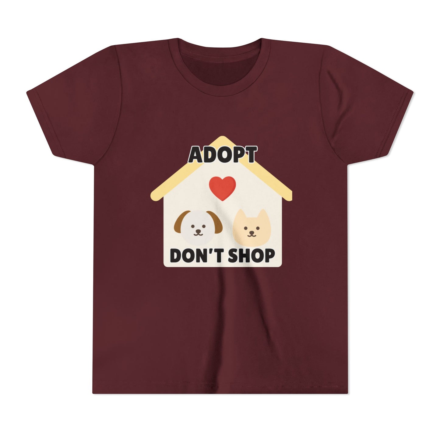 Adopt Don't Shop Youth Tee, Kid's Animal Love Shirt, Animal Rescue T-Shirt, Pet Adoption Awareness Tee, Gift for Dog and Cat Lovers