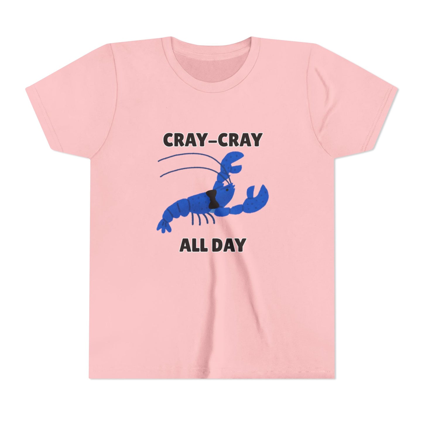 Crayfish Cray-Cray All Day Electric Mini Lobster Youth Tee, Fun Kids Shirt, Summer Outfit