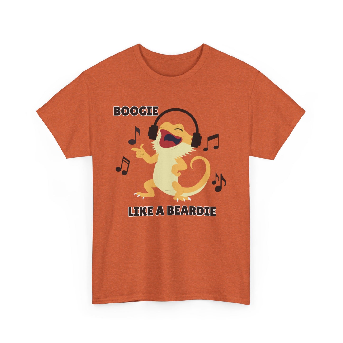 Adult Sizes: Boogie like a Beardie Bearded Dragon Unisex Heavy Cotton Tee with Fun Design - "Boogie Like a Beardie" Graphic, Music Lover Gift, Cute Shirt for Reptile Lovers