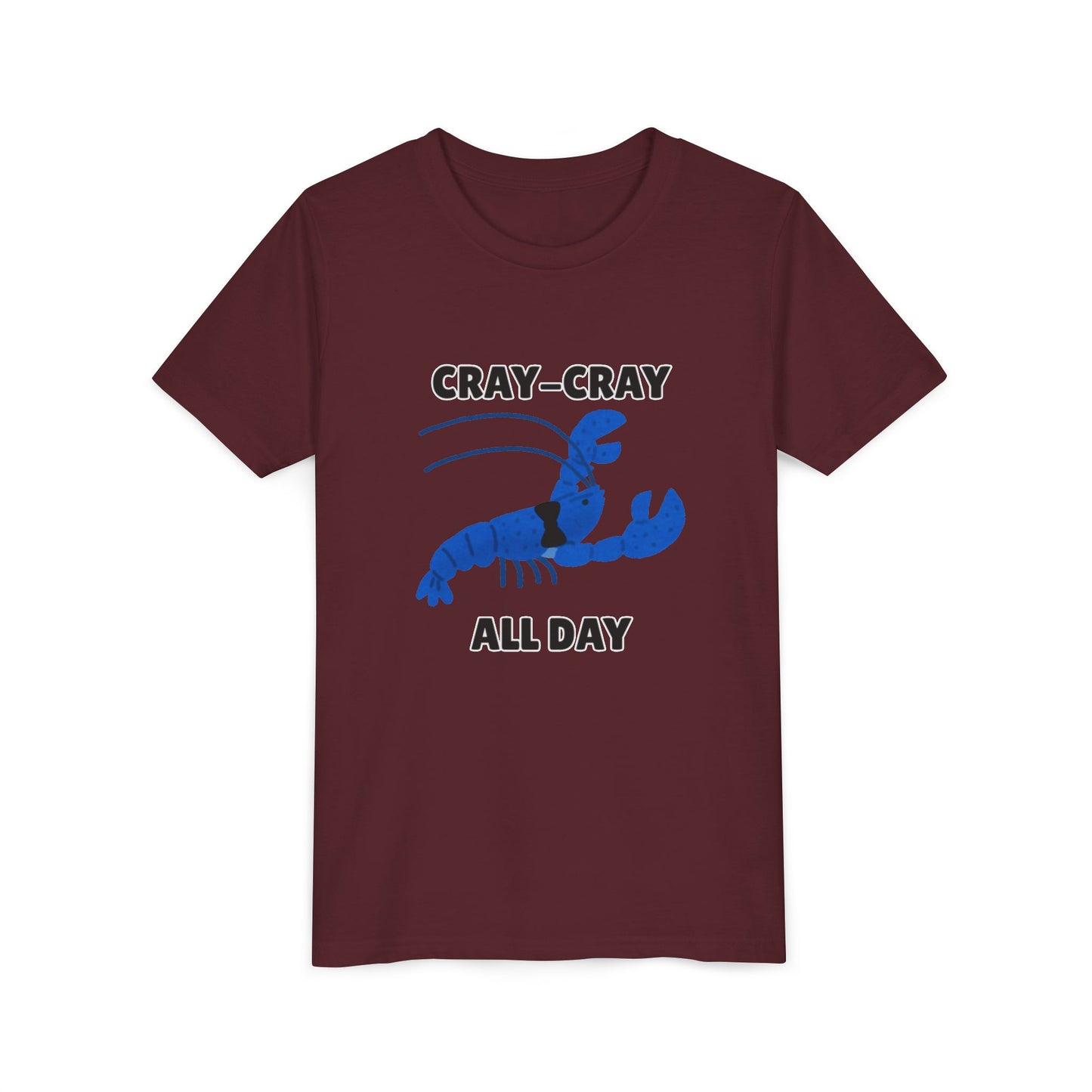Crayfish Cray-Cray All Day Electric Mini Lobster Youth Tee, Fun Kids Shirt, Summer Outfit