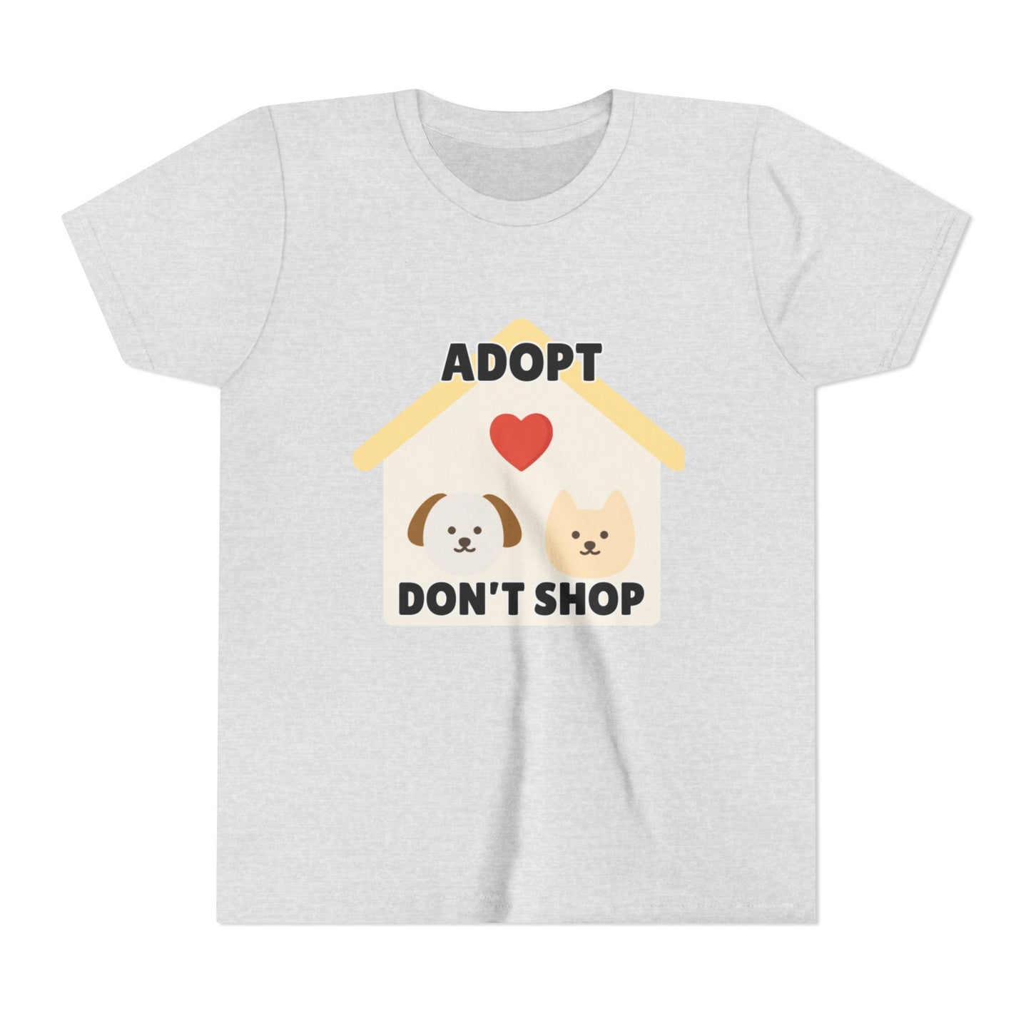 Adopt Don't Shop Youth Tee, Kid's Animal Love Shirt, Animal Rescue T-Shirt, Pet Adoption Awareness Tee, Gift for Dog and Cat Lovers
