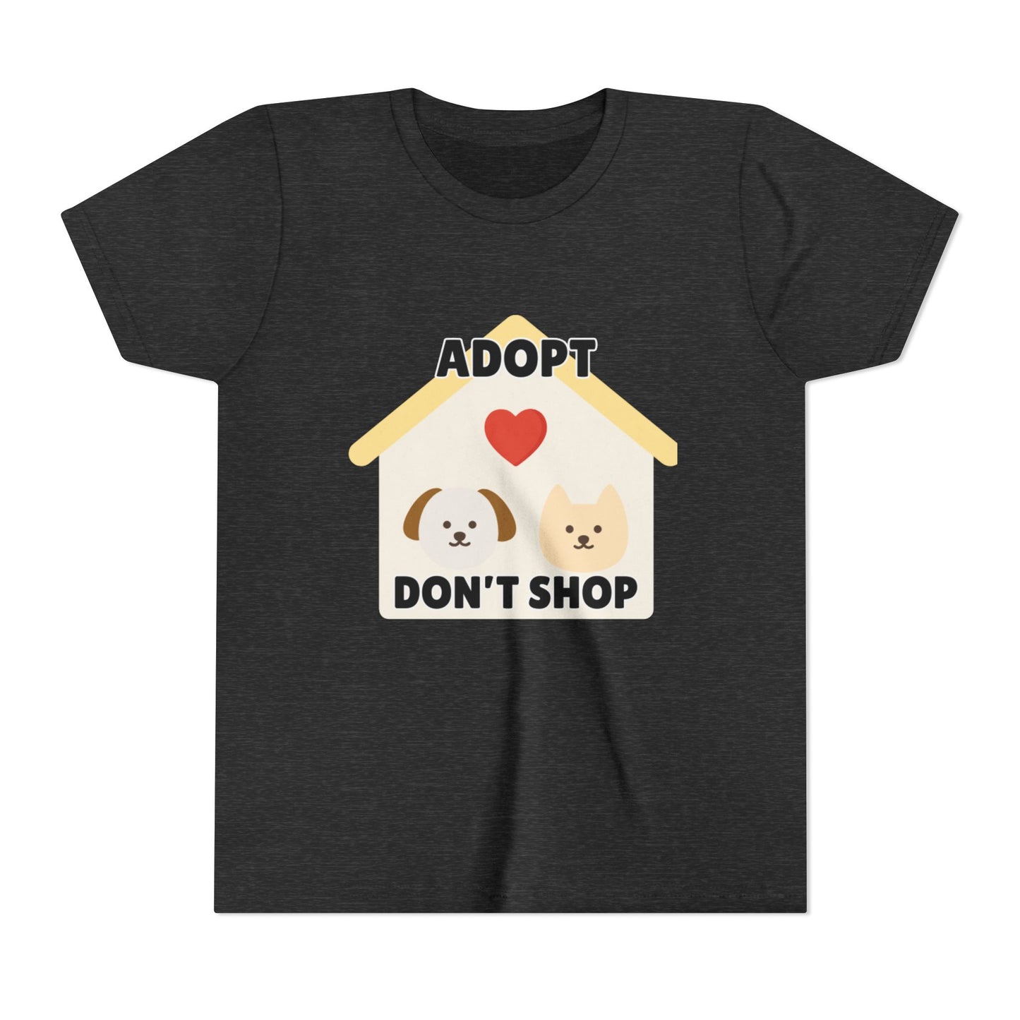 Adopt Don't Shop Youth Tee, Kid's Animal Love Shirt, Animal Rescue T-Shirt, Pet Adoption Awareness Tee, Gift for Dog and Cat Lovers