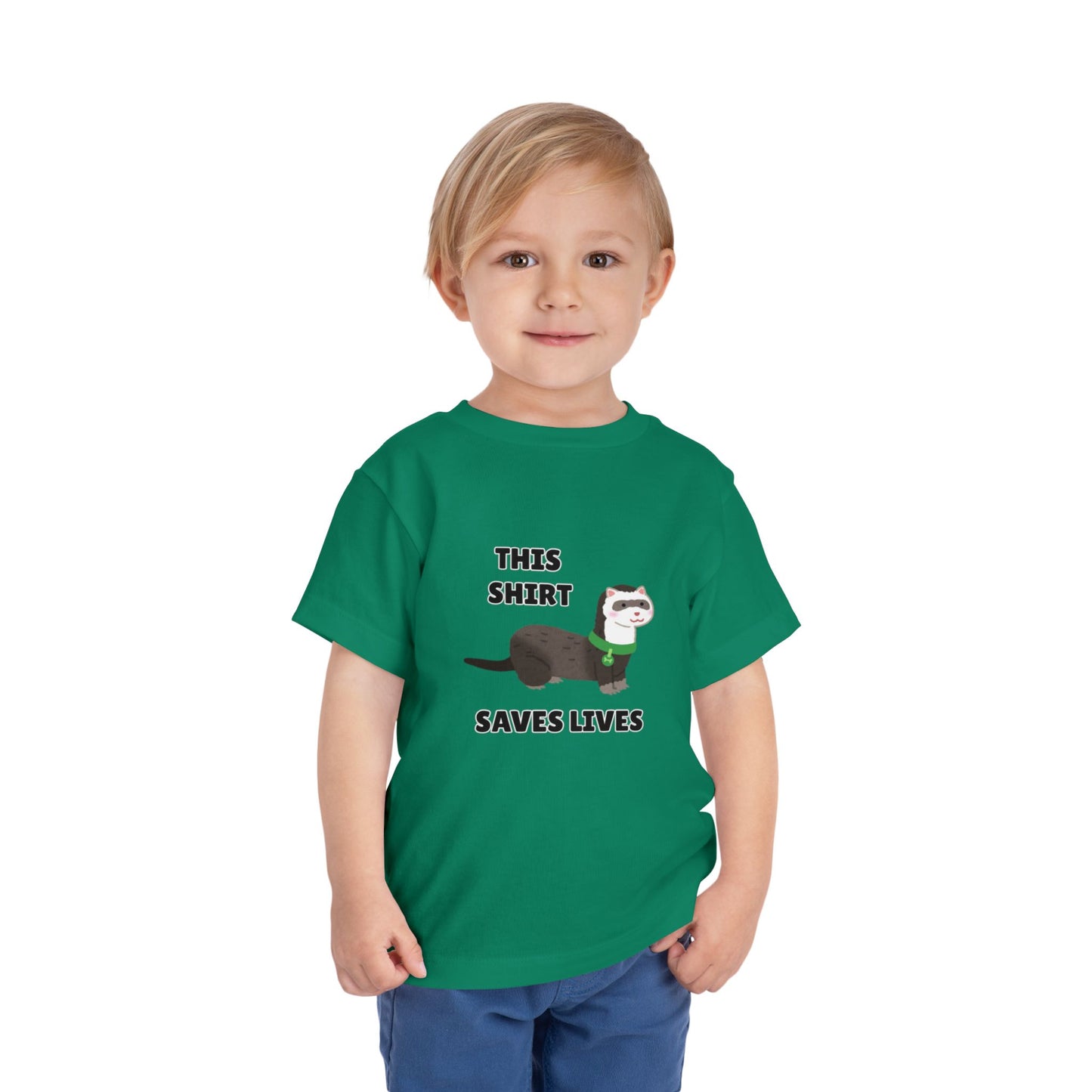 Toddler Sizes: This shirt Saves Lives Tee with Fun Ferret Design - Cute Short Sleeve Shirt, Animal Rescue, Animal Adoption, Kids Apparel, Gift for Animal Lovers, Playtime Wear