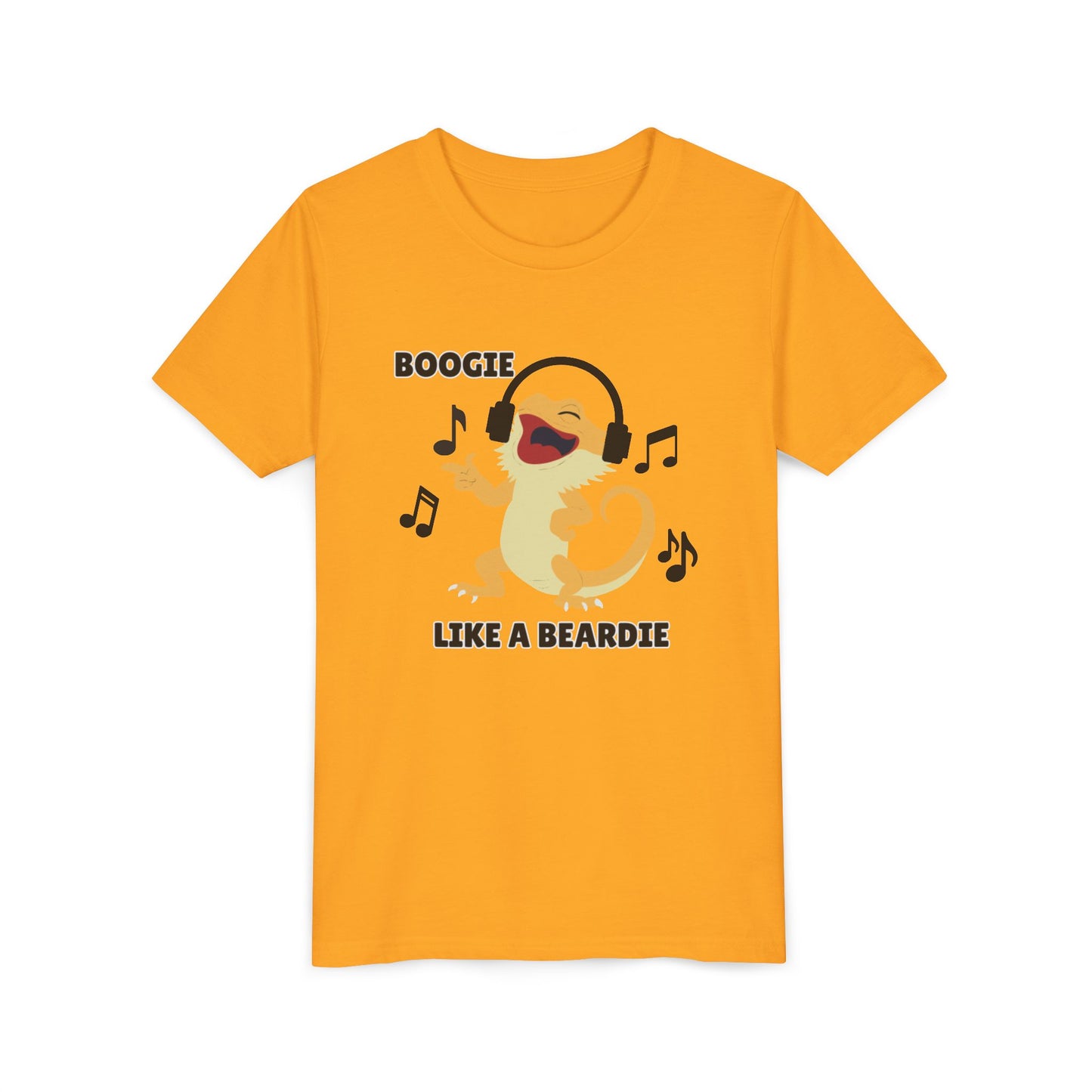 Boogie like a Beardie Bearded Dragon Youth Short Sleeve Tee with Fun Music Design, Kids Music Shirt, Casual Summer Top