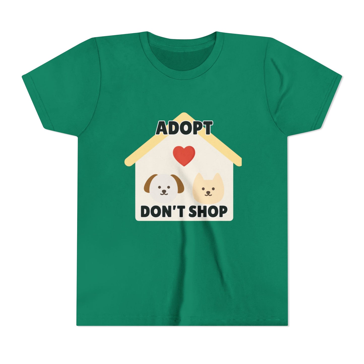 Adopt Don't Shop Youth Tee, Kid's Animal Love Shirt, Animal Rescue T-Shirt, Pet Adoption Awareness Tee, Gift for Dog and Cat Lovers