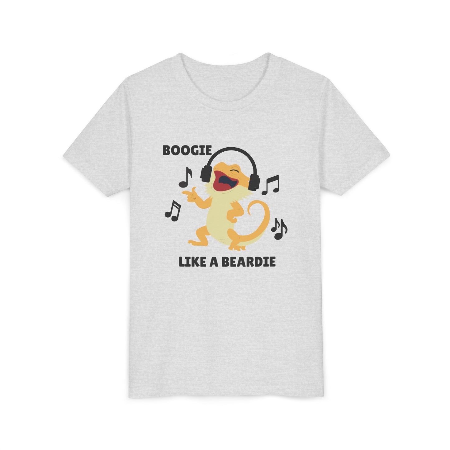 Boogie like a Beardie Bearded Dragon Youth Short Sleeve Tee with Fun Music Design, Kids Music Shirt, Casual Summer Top