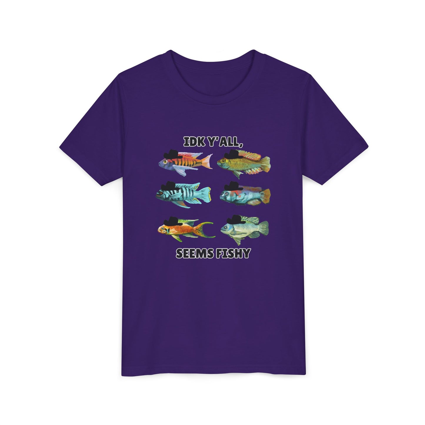 Youth Short Sleeve Tee - 'IDK Y'all, Seems Fishy' Funny Fishing Tee, Gift for Kids, Summer Outfit, Fishing