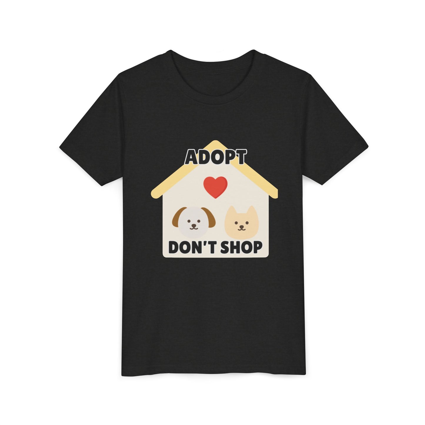 Adopt Don't Shop Youth Tee, Kid's Animal Love Shirt, Animal Rescue T-Shirt, Pet Adoption Awareness Tee, Gift for Dog and Cat Lovers