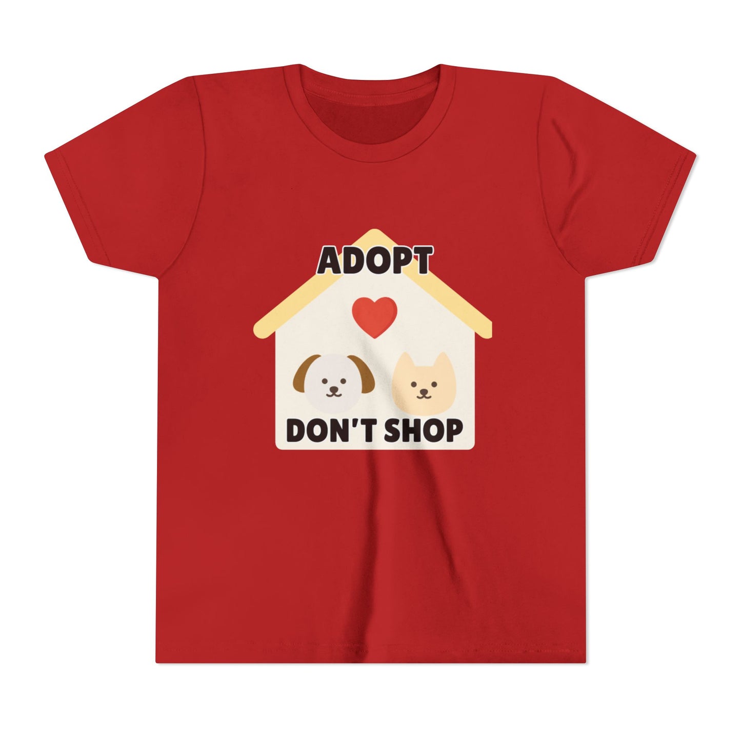 Adopt Don't Shop Youth Tee, Kid's Animal Love Shirt, Animal Rescue T-Shirt, Pet Adoption Awareness Tee, Gift for Dog and Cat Lovers
