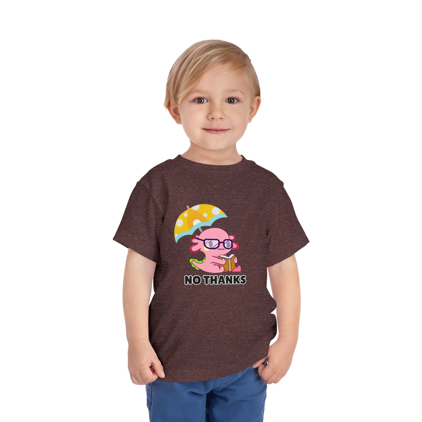 Toddler Sizes: Axolotl "No Thanks" Umbrella T-Shirt, Playful Toddler Tee - 'No Thanks' | Cute Kids Shirt, Funny Toddler Gift, Summer T-Shirt, Casual Wear, Kid's Clothing