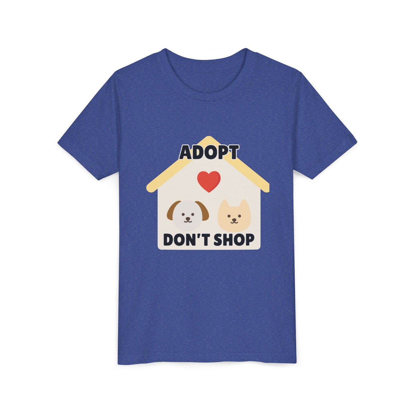 Adopt Don't Shop Youth Tee, Kid's Animal Love Shirt, Animal Rescue T-Shirt, Pet Adoption Awareness Tee, Gift for Dog and Cat Lovers
